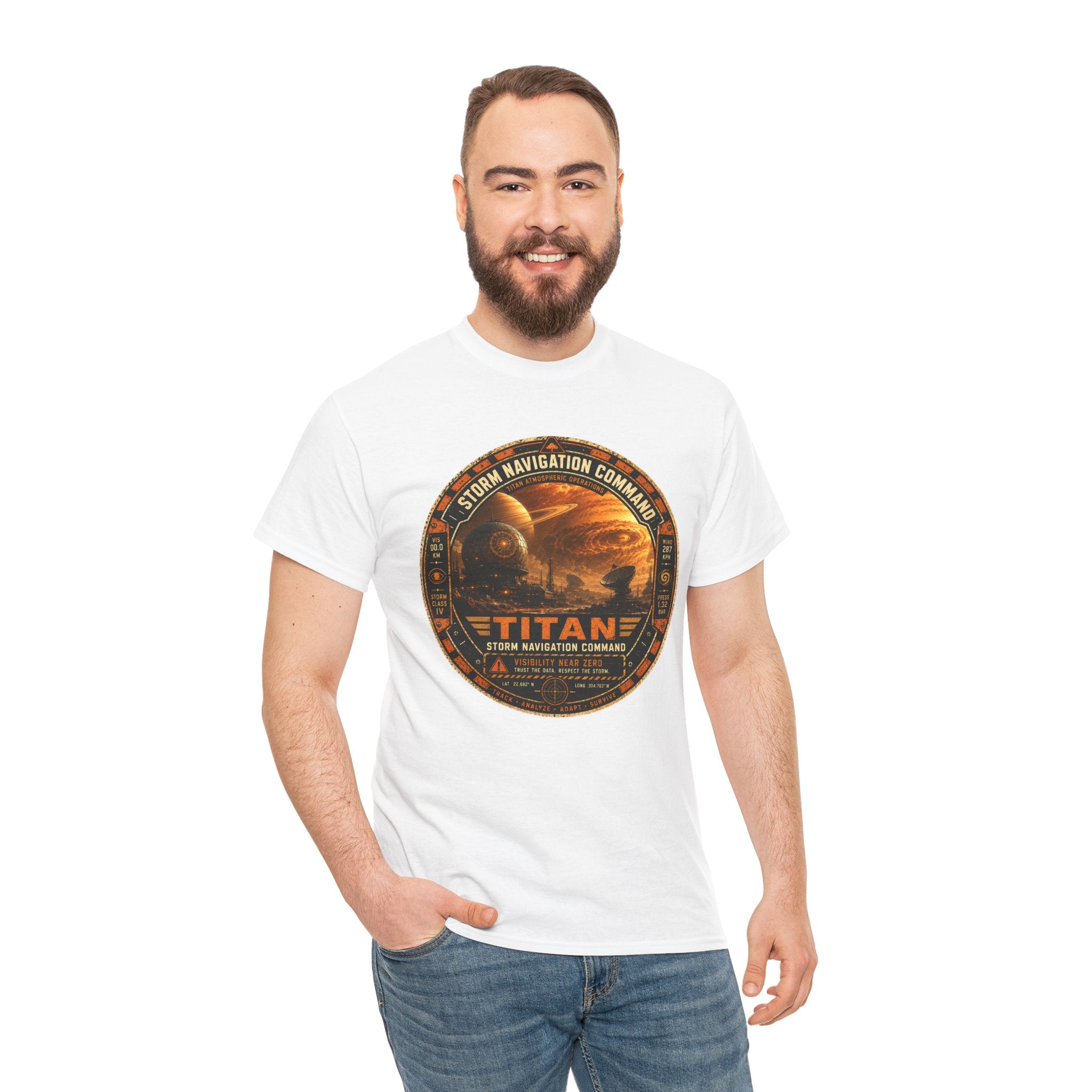 Titan Storm Navigation Command T Shirt – Vintage Space Mission Graphic Tee