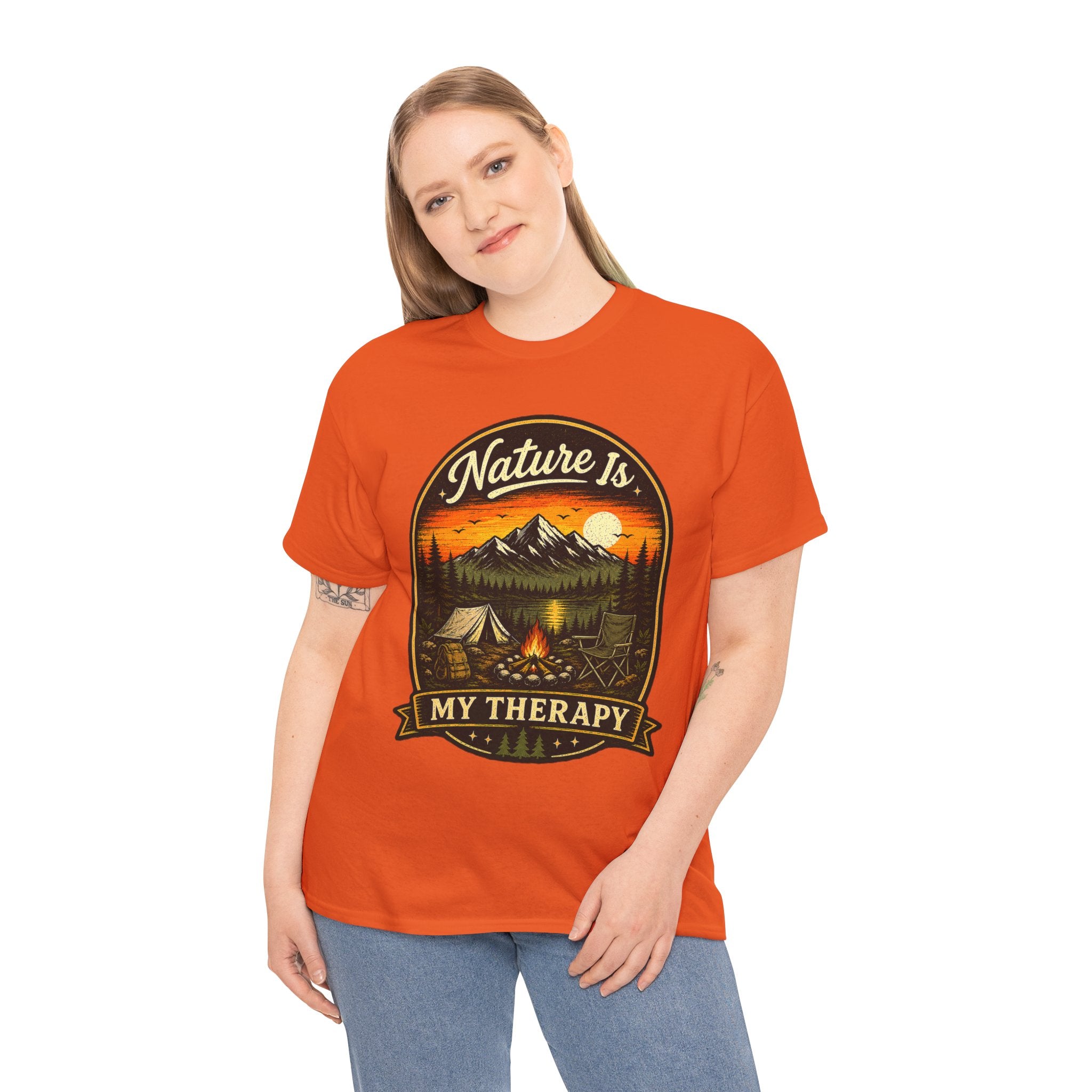 Nature Is My Therapy T Shirt – Vintage Camping Graphic Tee for Hikers & Outdoor Lovers