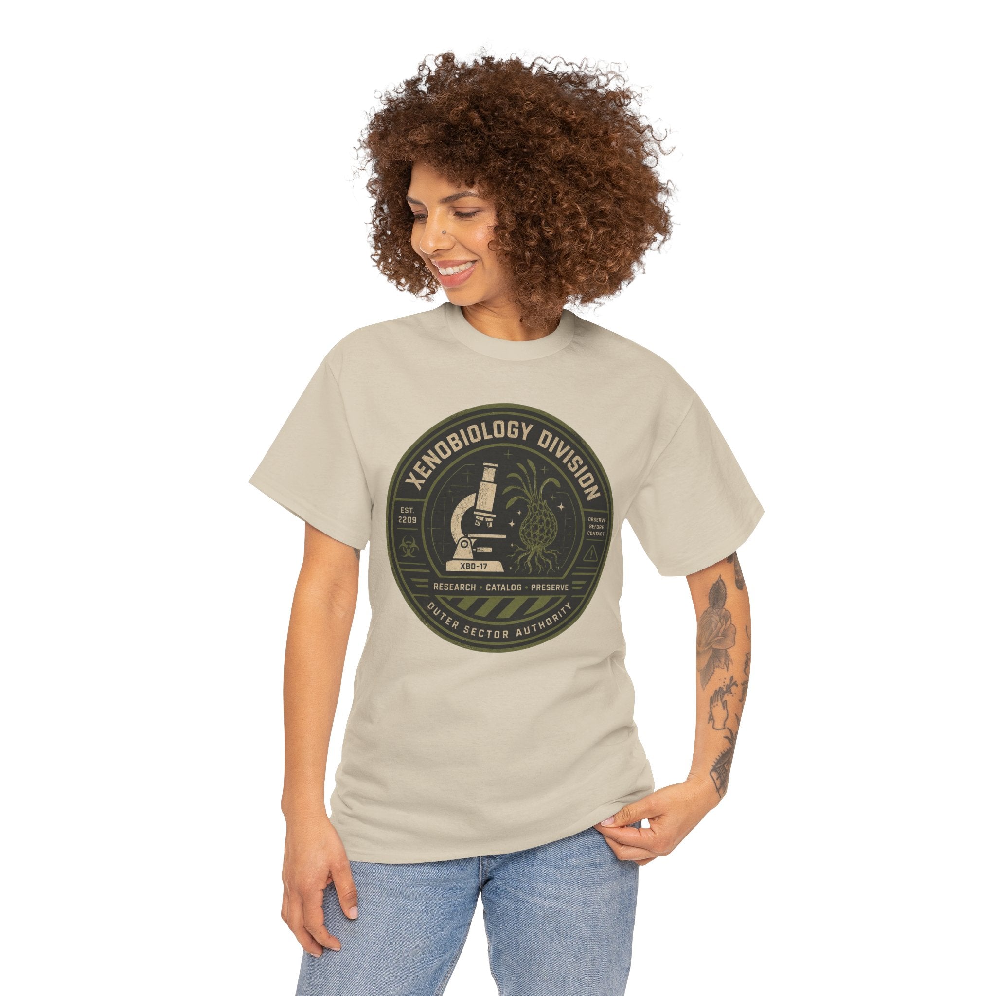 Xenobiology Division T Shirt – Retro Sci Fi Microbiology Research Graphic Tee