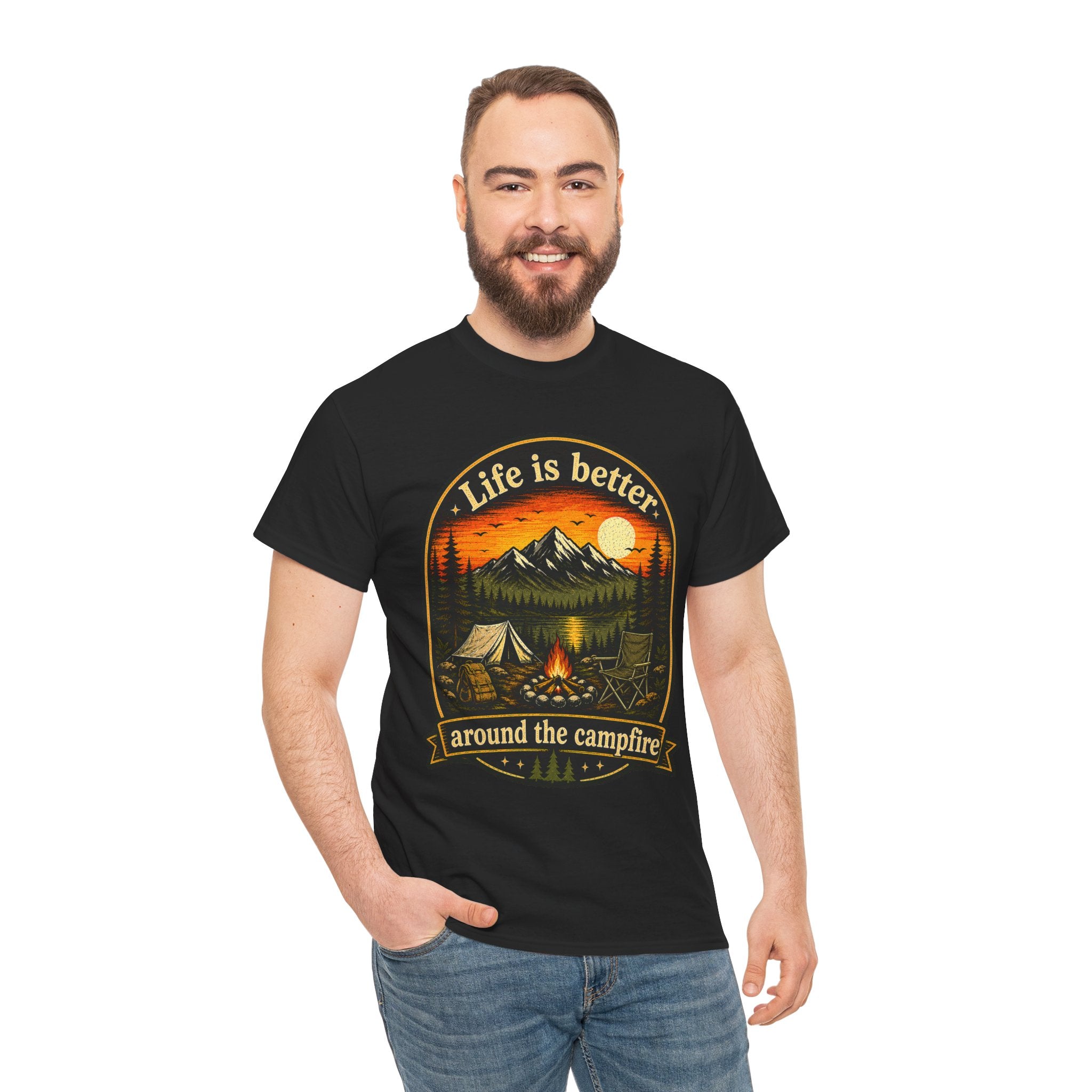 Life Is Better Around the Campfire T Shirt – Vintage Camping Graphic Tee for Hikers & Outdoor Lovers