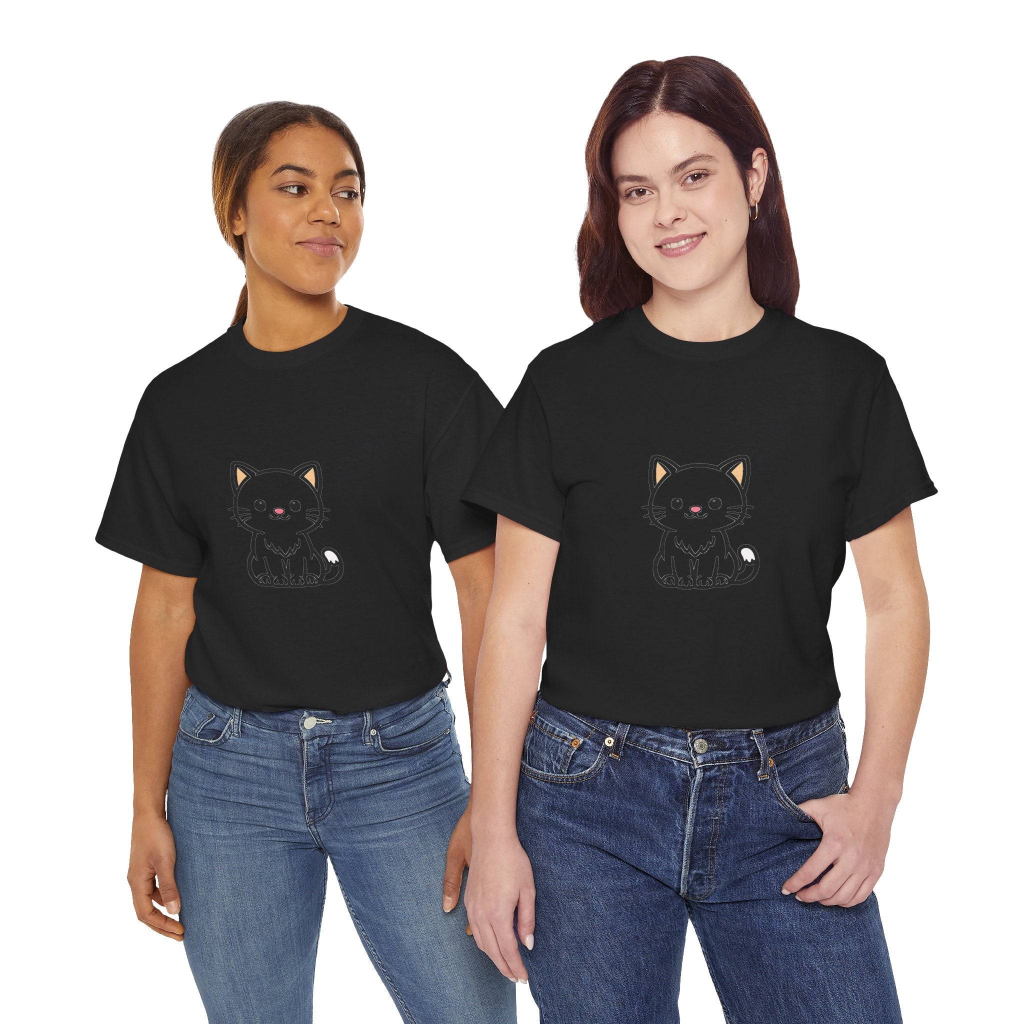 Cute Kawaii Kitten T Shirt – Minimal Cat Graphic Tee for Cat Lovers