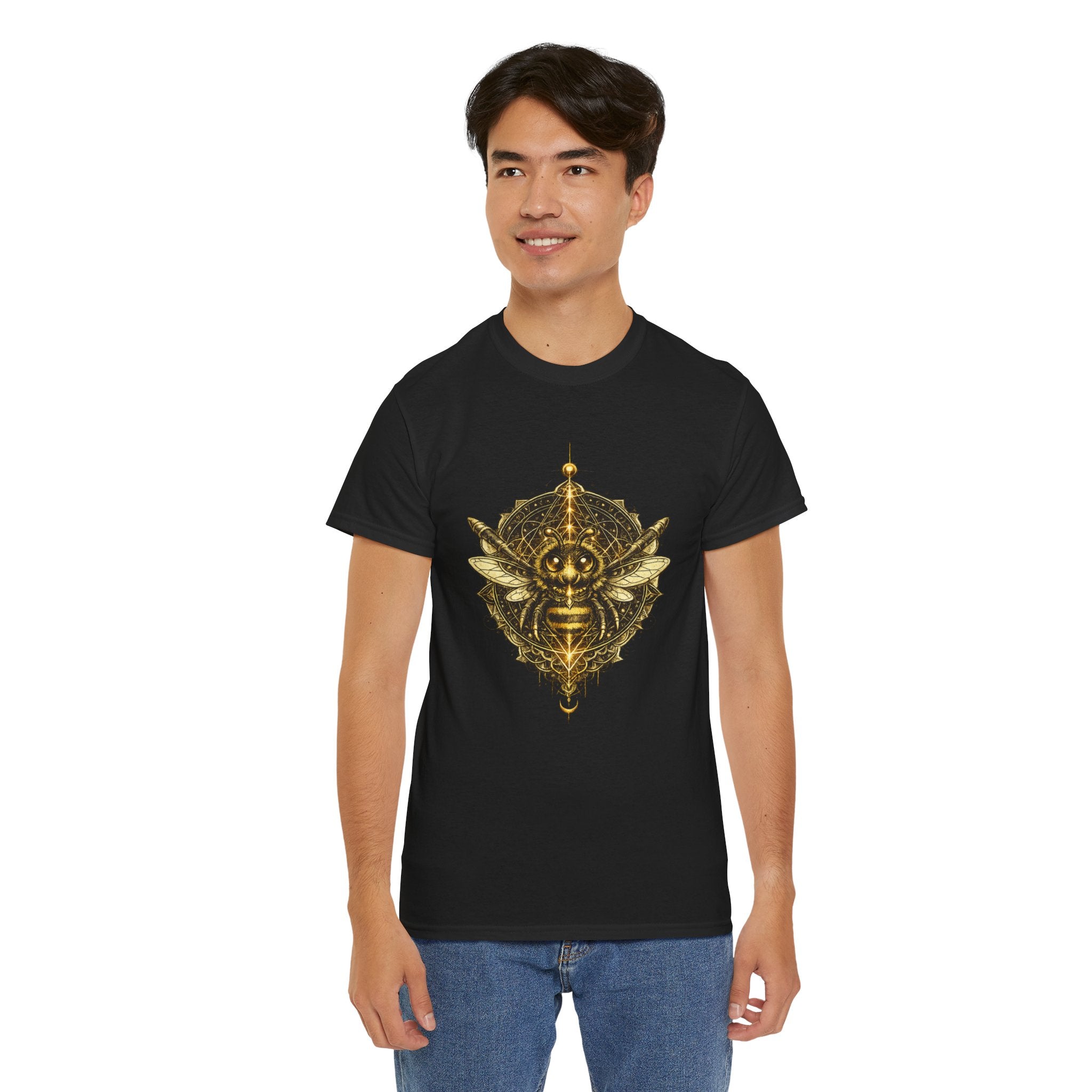 Sacred Geometry Bee T Shirt – Egyptian Mystic Honeybee Graphic Tee