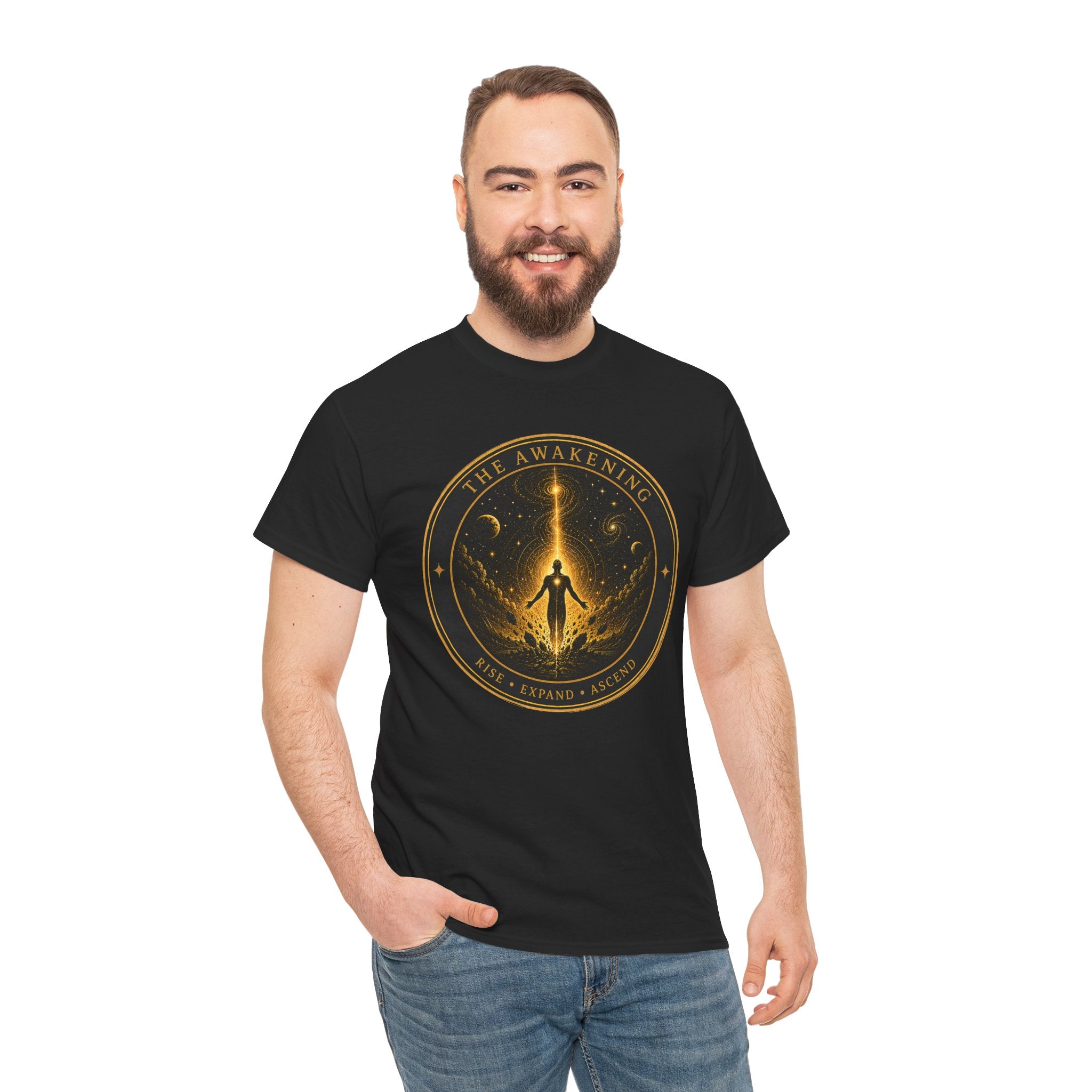 The Awakening Badge T-Shirt – Cosmic Ascension Graphic Tee