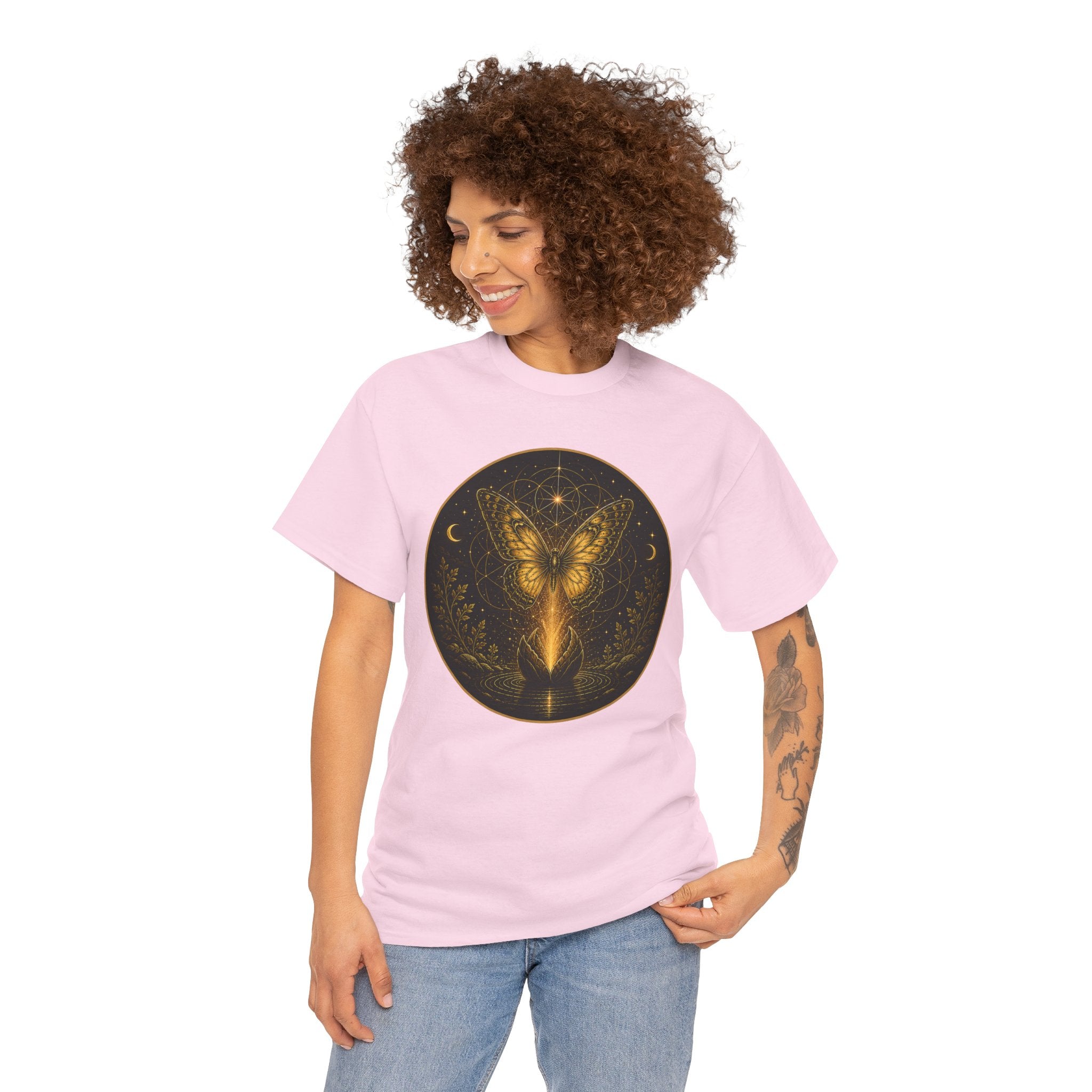 Transform in Truth Butterfly Illustration T-Shirt – Metamorphosis Sacred Geometry Graphic Tee