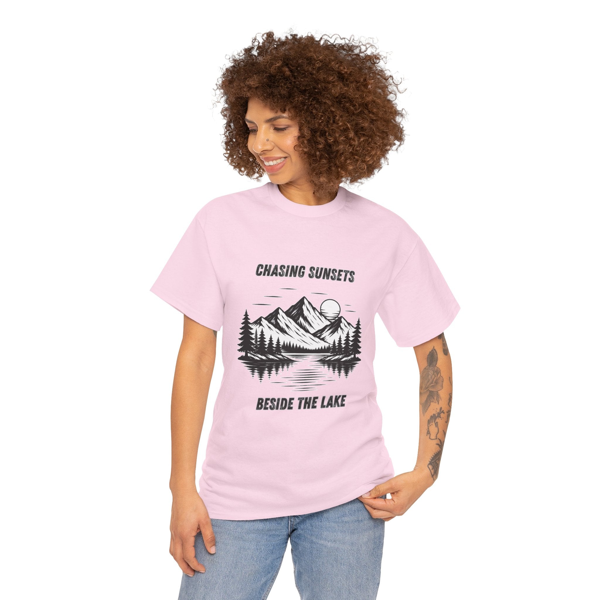 Chasing Sunsets Beside The Lake T Shirt – Vintage Hiking Camping Mountain Graphic Tee