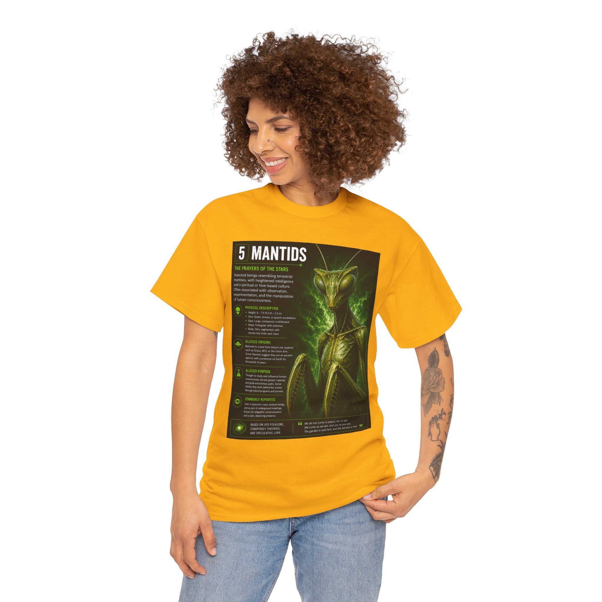 Mantids Alien T-Shirt – Ancient Aliens Mantids Sci-Fi Graphic Tee for UFO & Paranormal Fans