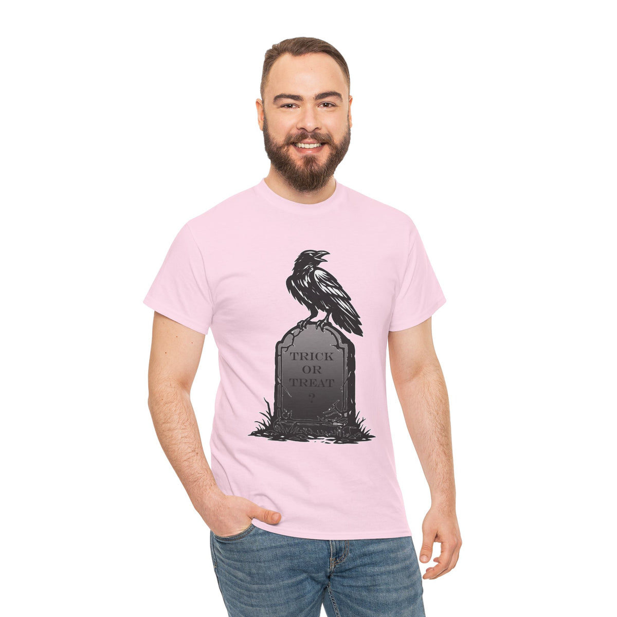 Raven Headstone Halloween Graphic T-Shirt | WildOrbit