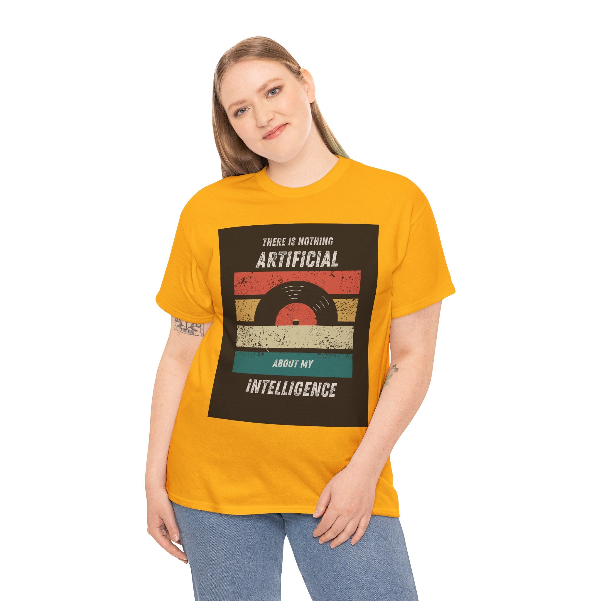 There Is Nothing Artificial About My Intelligence T Shirt – Retro Vinyl AI Quote Graphic Tee