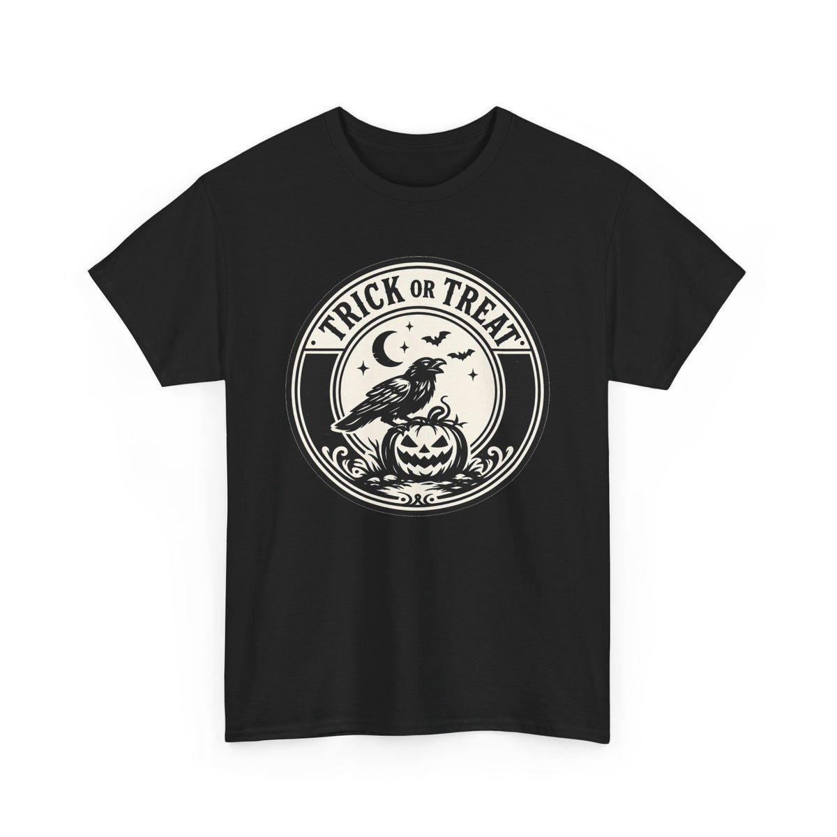 Trick or Treat Vintage Badge Halloween Graphic T-Shirt | WildOrbit