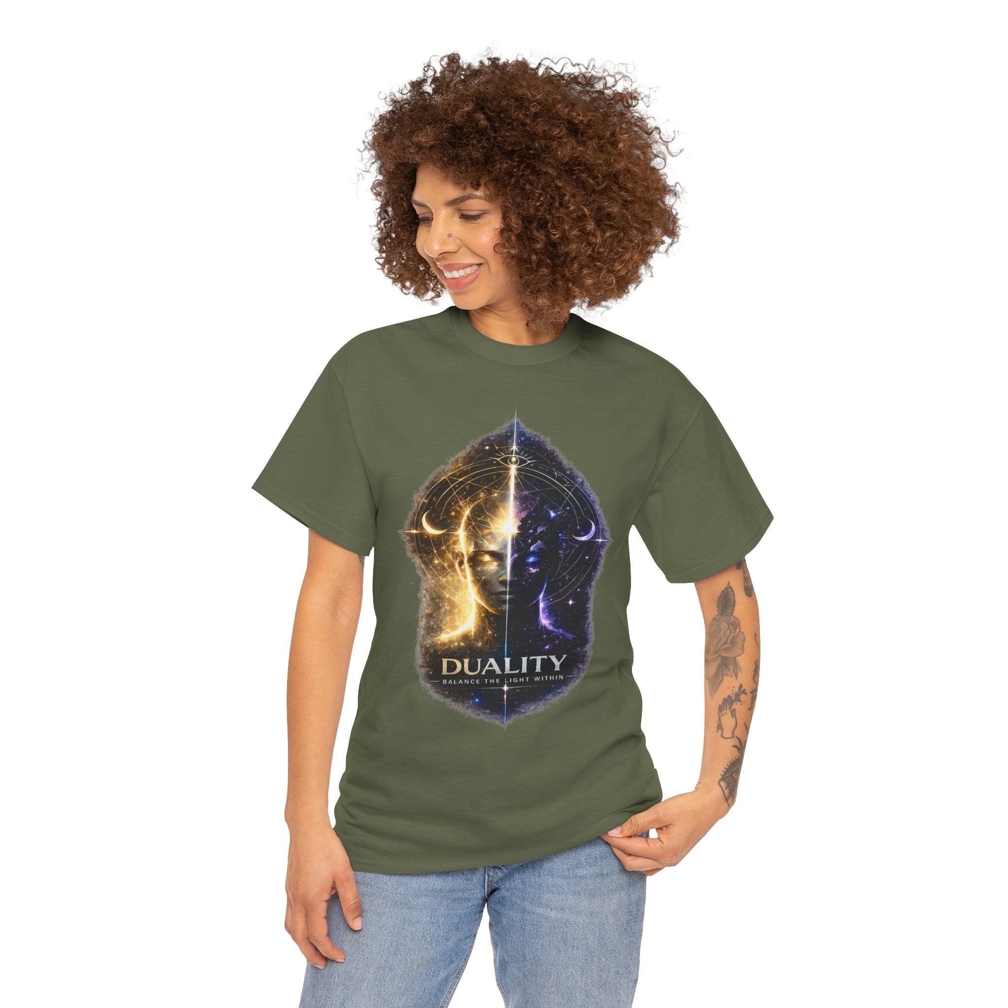 Duality Balance The Light Within T Shirt – Spiritual Meditation Cosmic Graphic Tee