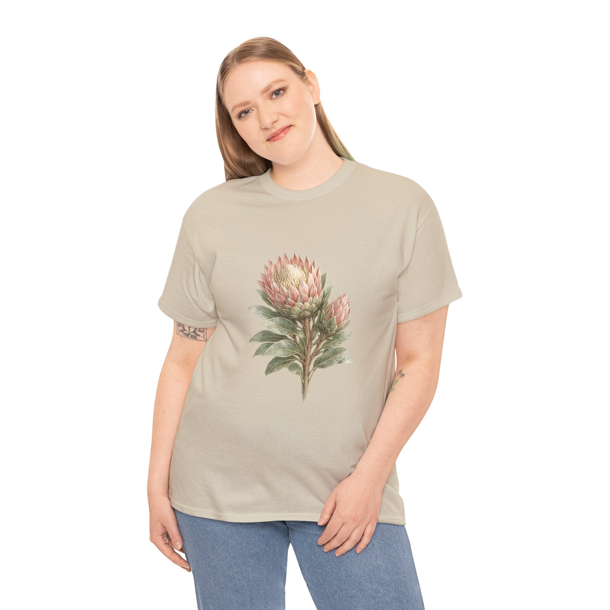 Protea Flower T-Shirt – Vintage Botanical Floral Graphic Tee for Nature & Cottagecore Style