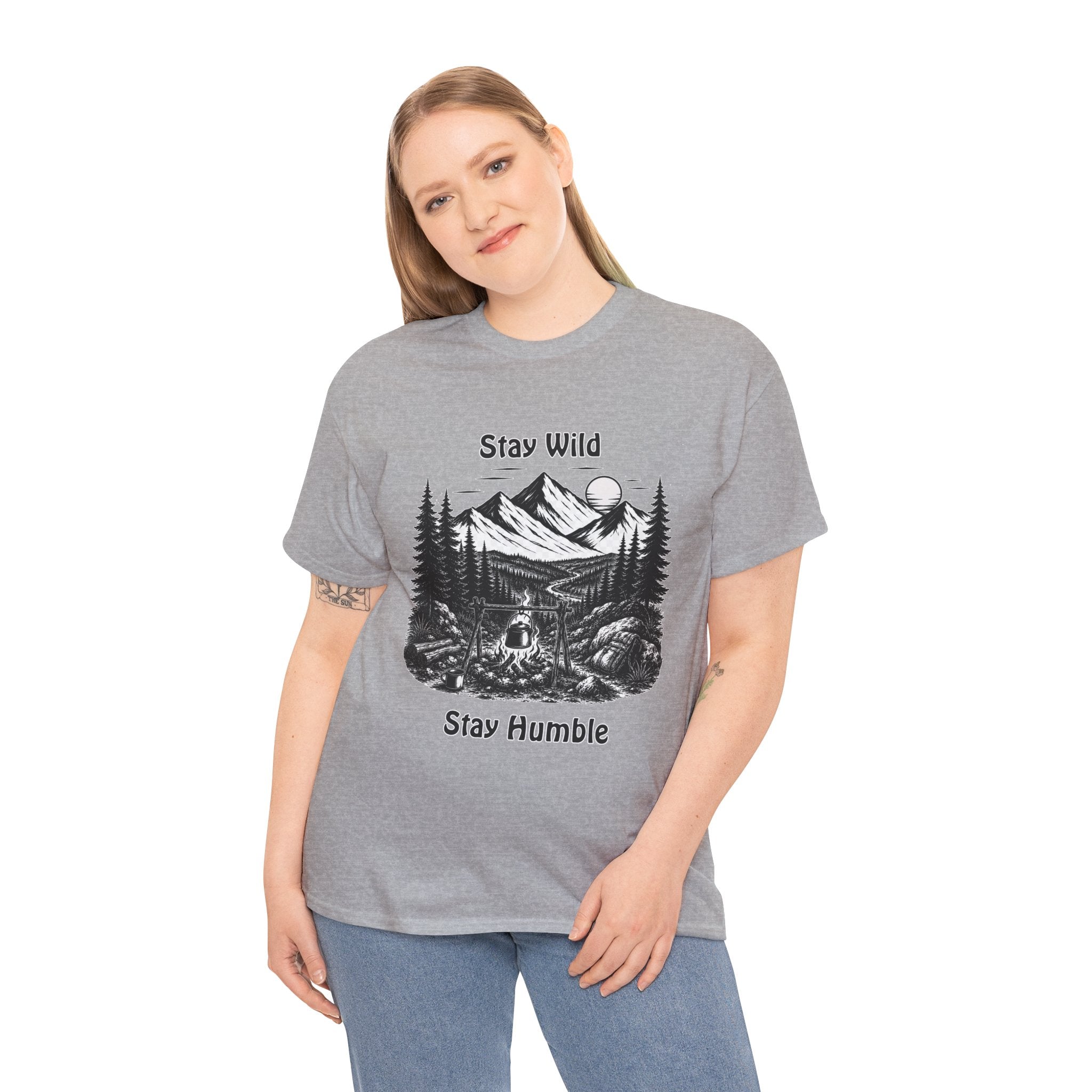 Stay Wild Stay Humble Hiking T Shirt – Vintage Mountain Camping Adventure Tee