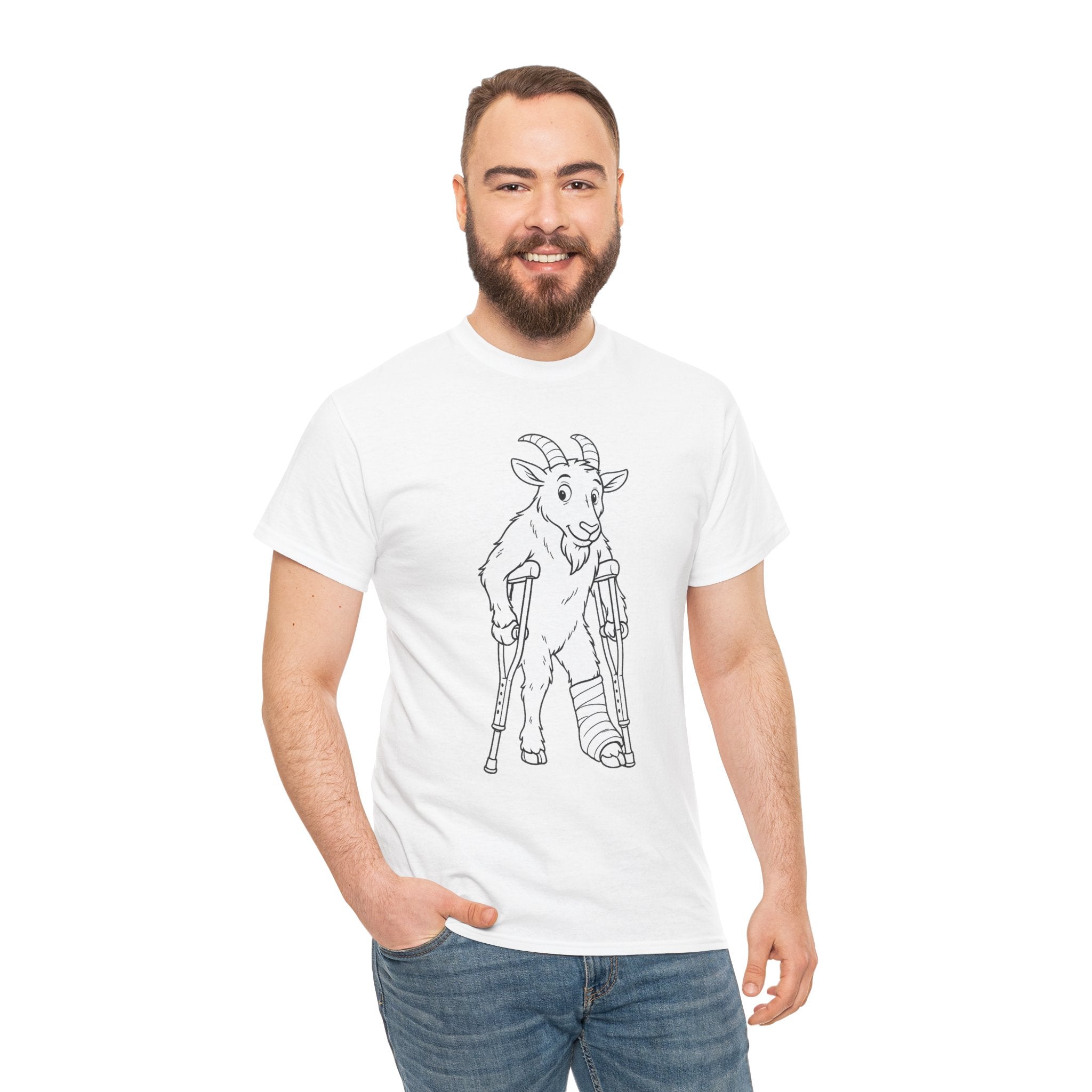 Funny Goat on Crutches T Shirt – Cute Hiking & Camping Graphic Tee for Outdoor Lovers