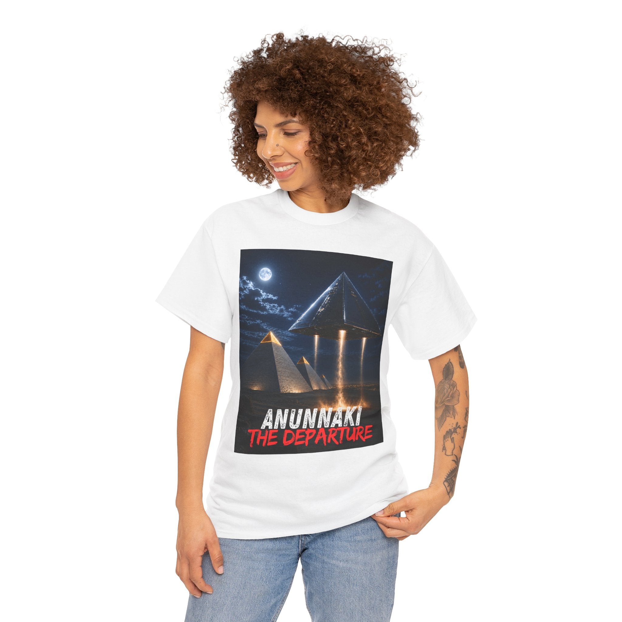 Anunnaki The Departure T-Shirt – Ancient Alien UFO Pyramid Sci-Fi Graphic Tee