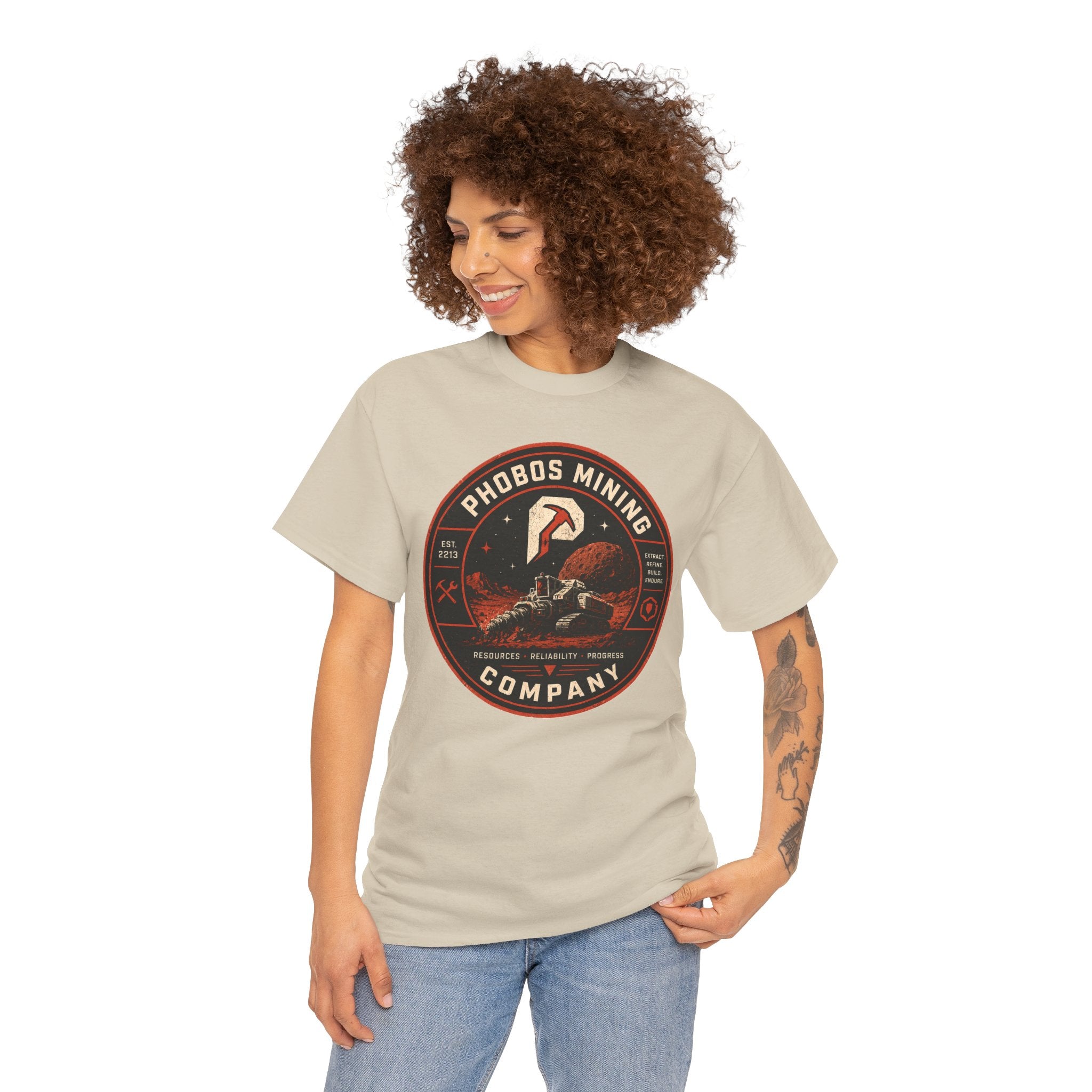 Phobos Mining Company T Shirt – Retro Sci Fi Space Mining Graphic Tee