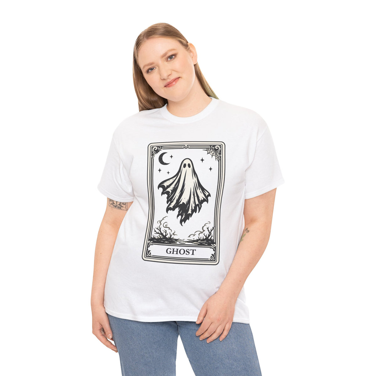 Ghost Tarot Card Halloween Graphic T-Shirt | WildOrbit