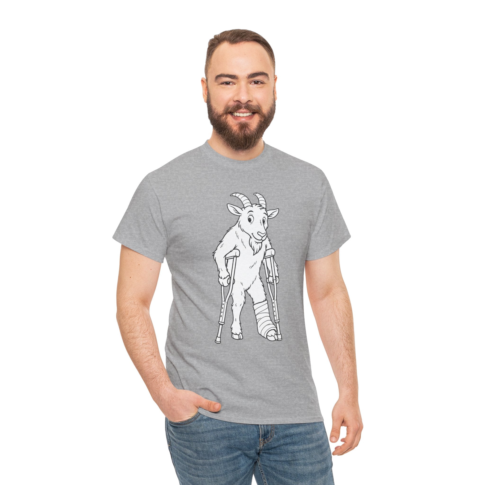 Funny Goat on Crutches T Shirt – Cute Hiking & Camping Graphic Tee for Outdoor Lovers