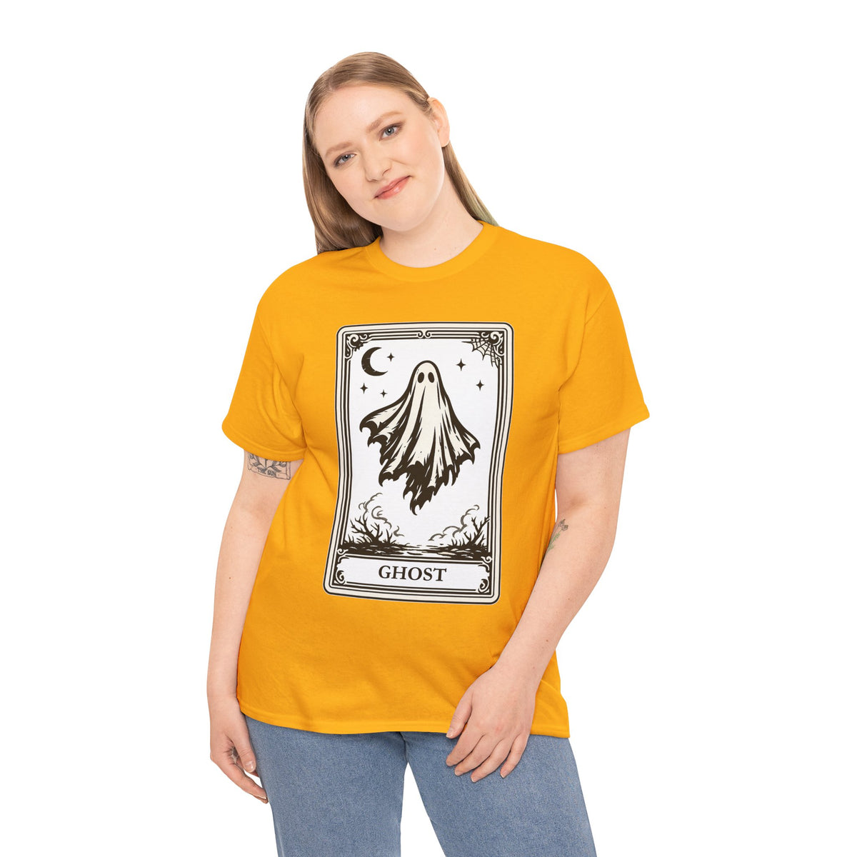 Ghost Tarot Card Halloween Graphic T-Shirt | WildOrbit