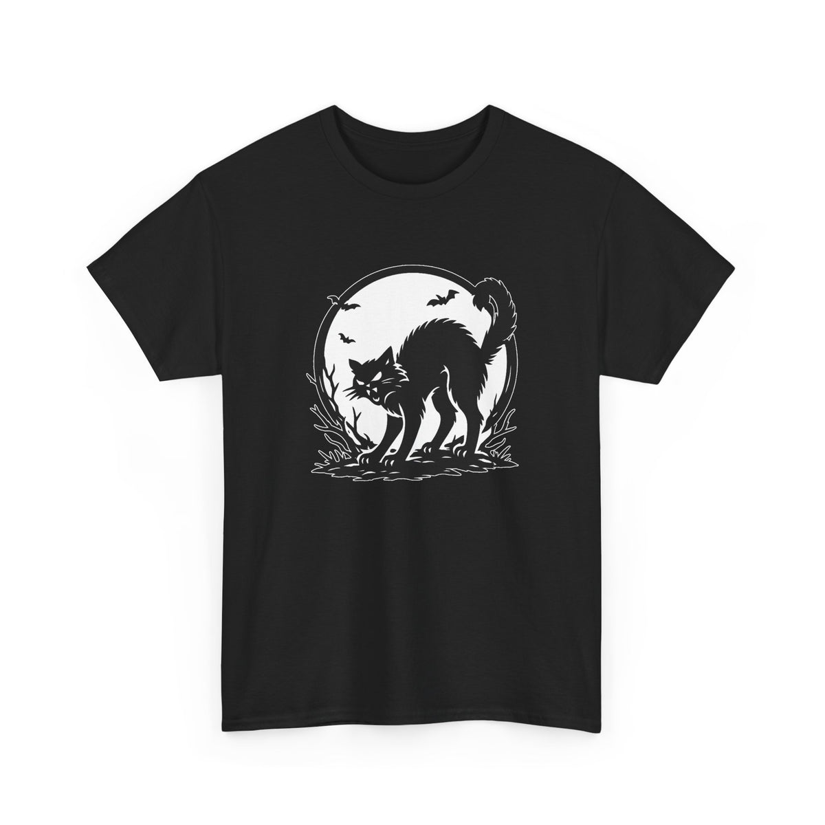 Black Cat Moon Halloween Graphic T-Shirt | WildOrbit