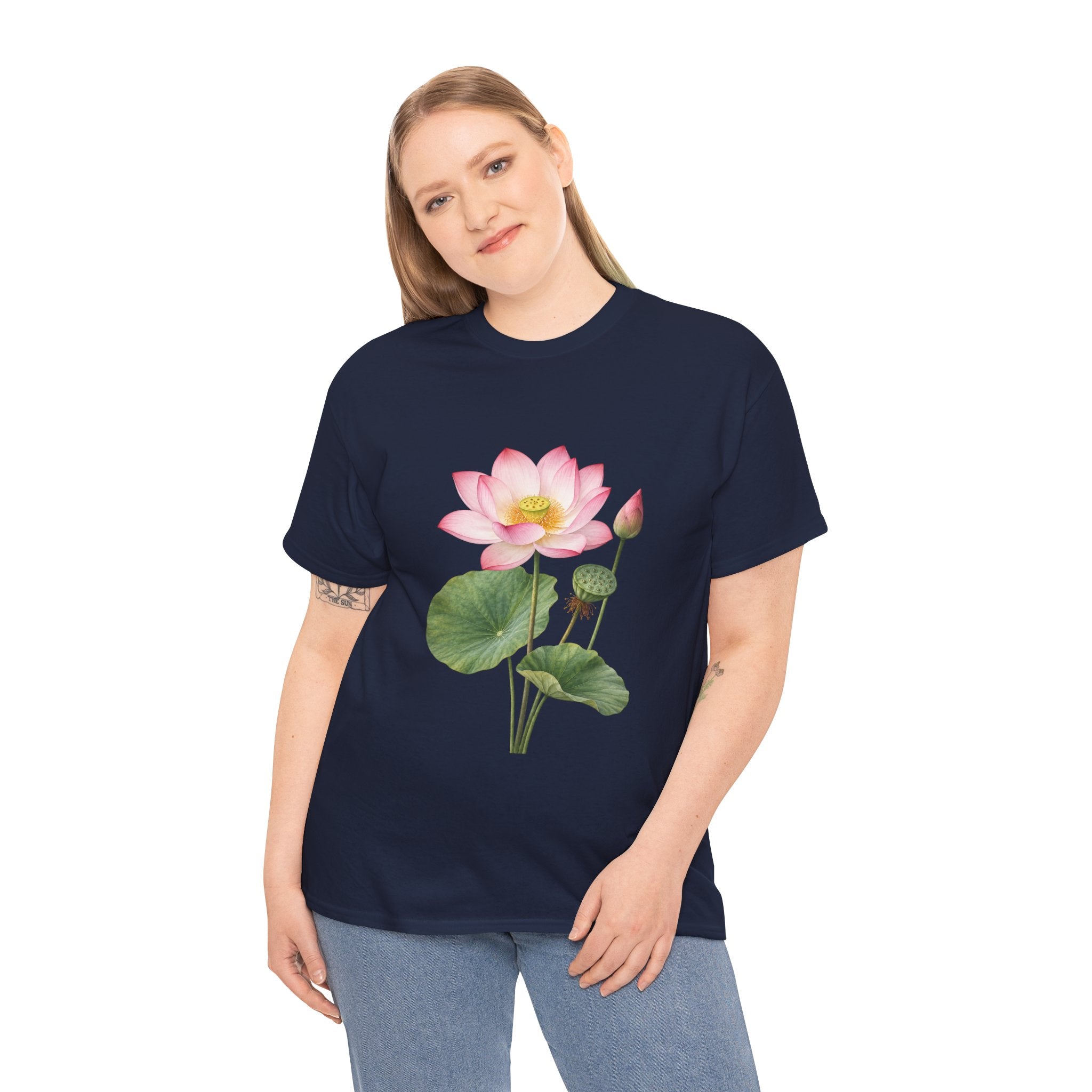 Pink Lotus Flower T Shirt – Botanical Floral Graphic Tee for Yoga, Meditation & Nature Lovers