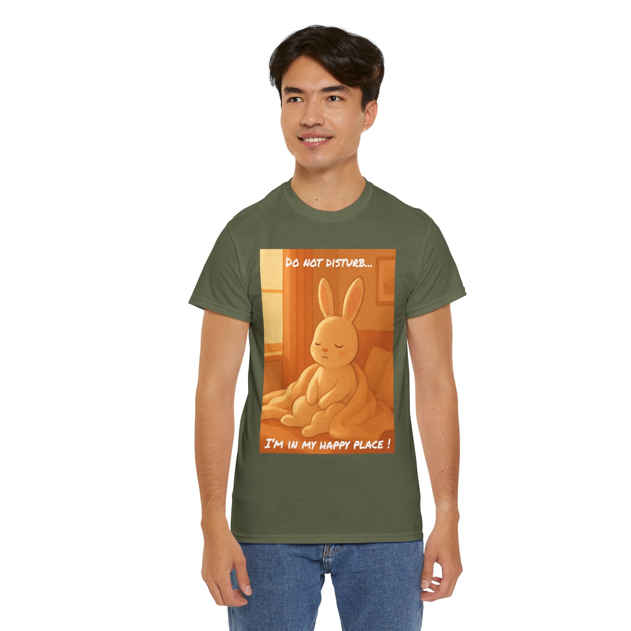 Funny Bunny Meditating T Shirt – Do Not Disturb, I’m In My Happy Place Cute Rabbit Tee