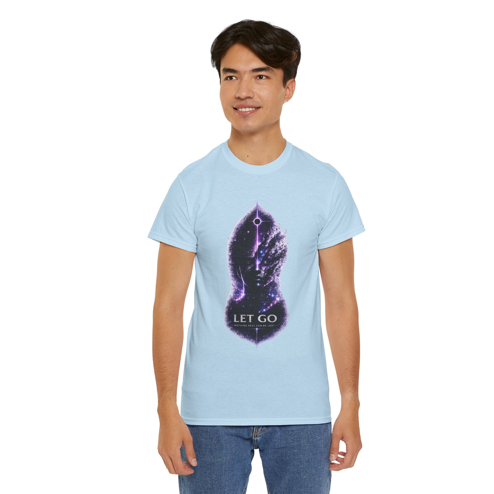 Let Go Spiritual Meditation T Shirt – Cosmic Mindfulness Graphic Tee