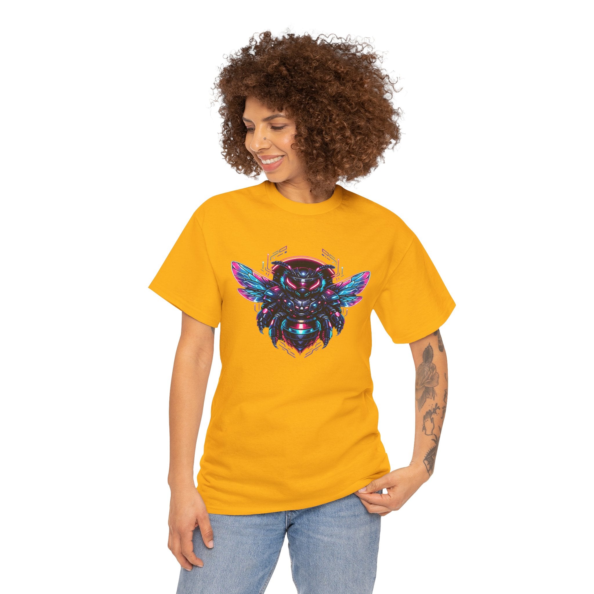 Cyberpunk Bee T Shirt – Neon Futuristic Bee Graphic Tee