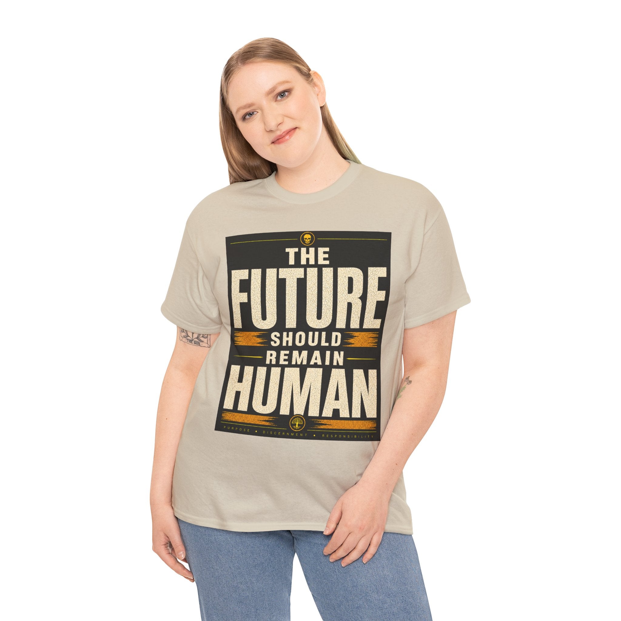 The Future Should Remain Human T Shirt – Retro Anti AI Philosophy Graphic Tee
