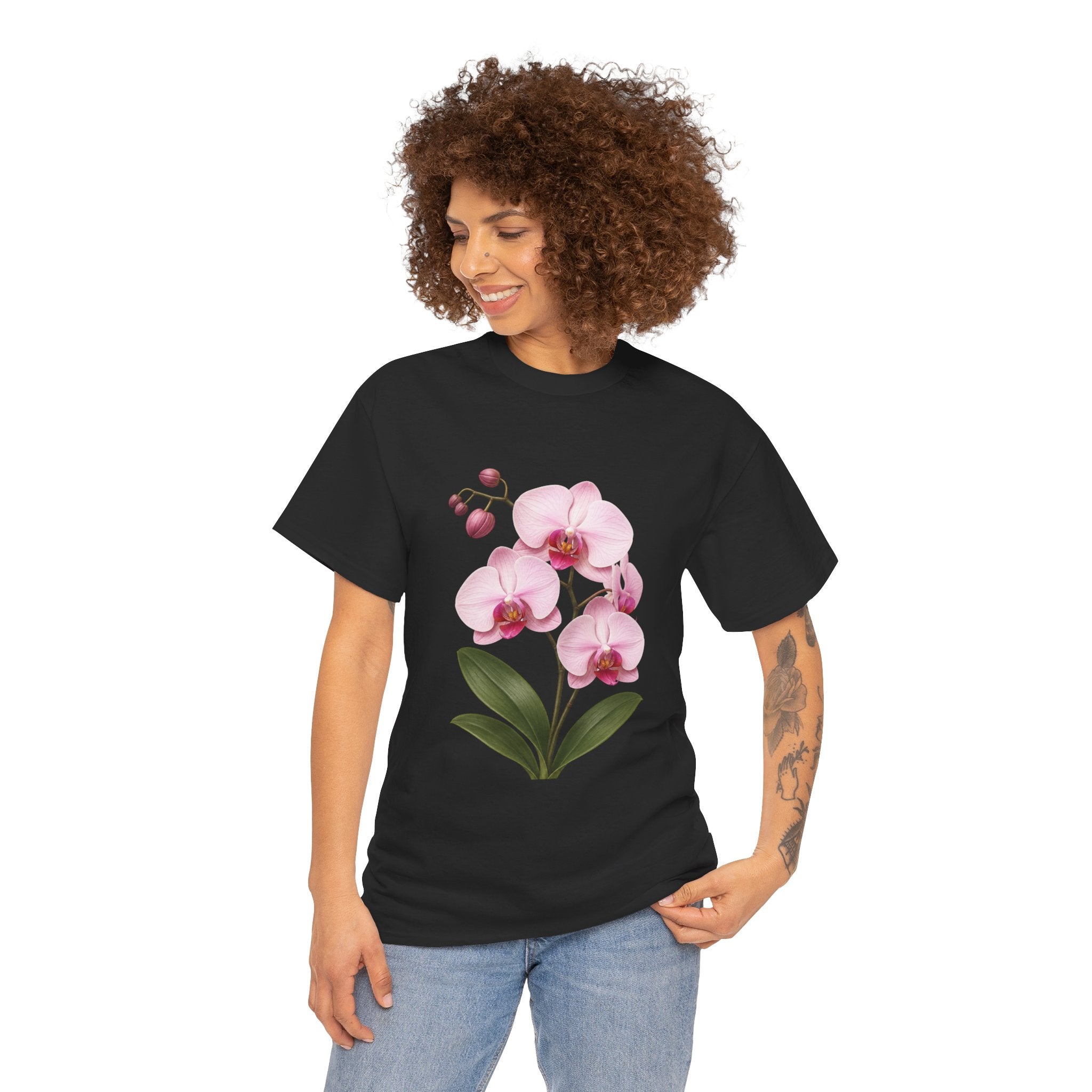 Pink Orchid Flower T Shirt – Elegant Botanical Floral Graphic Tee for Nature Lovers