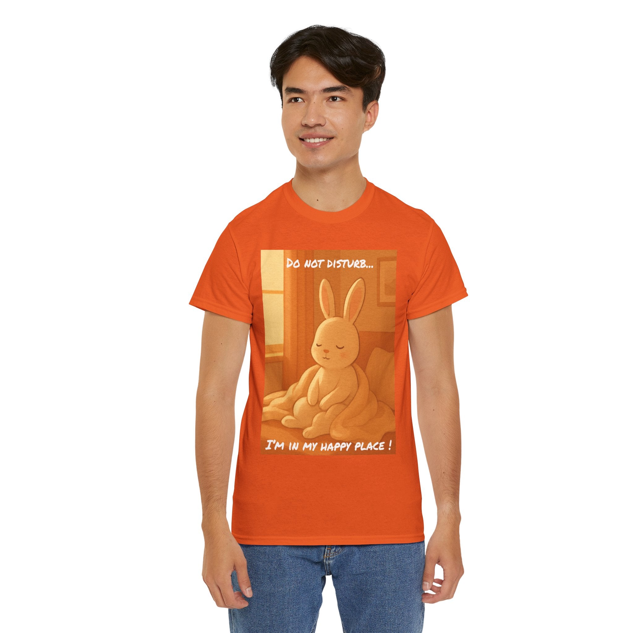 Funny Bunny Meditating T Shirt – Do Not Disturb, I’m In My Happy Place Cute Rabbit Tee
