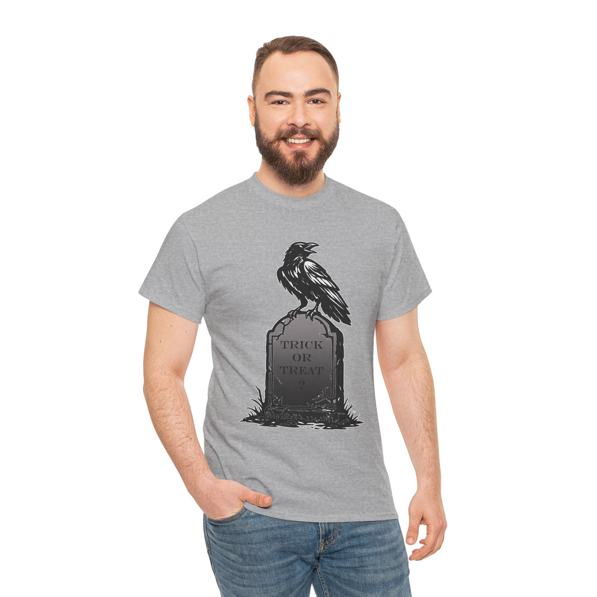 Raven Headstone Halloween Graphic T-Shirt | WildOrbit