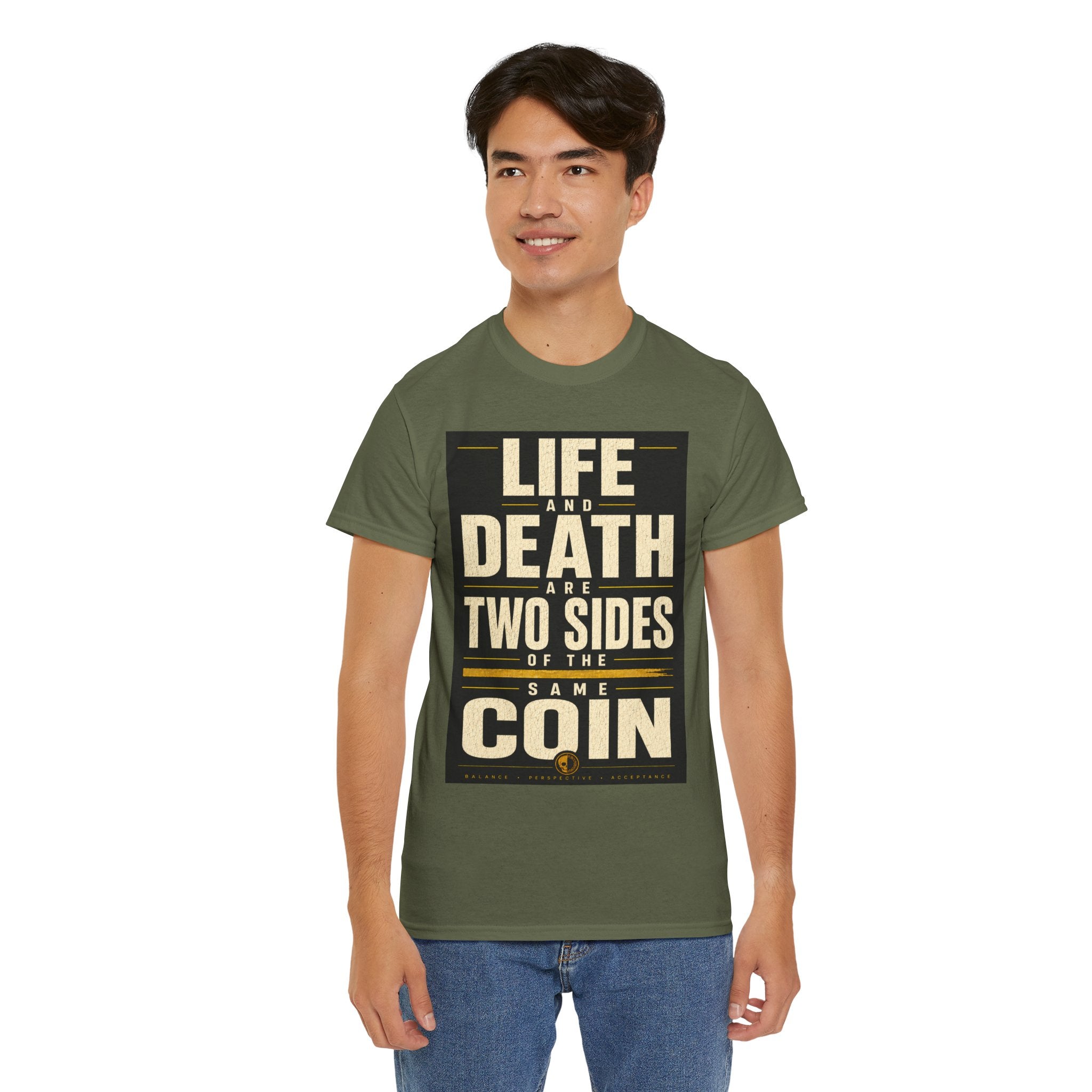 Life And Death Are Two Sides Of The Same Coin T Shirt – Philosophical Quote Graphic Tee