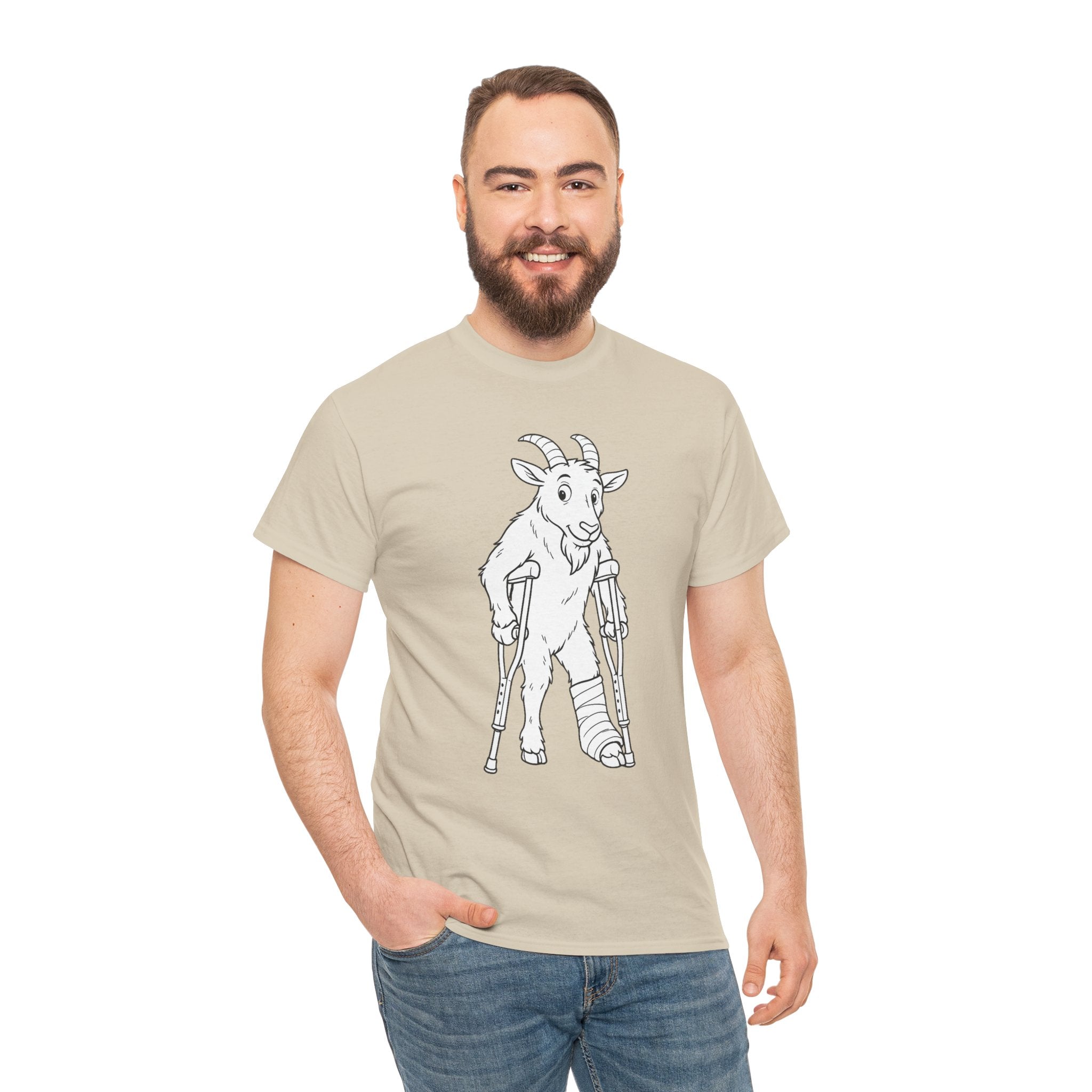 Funny Goat on Crutches T Shirt – Cute Hiking & Camping Graphic Tee for Outdoor Lovers