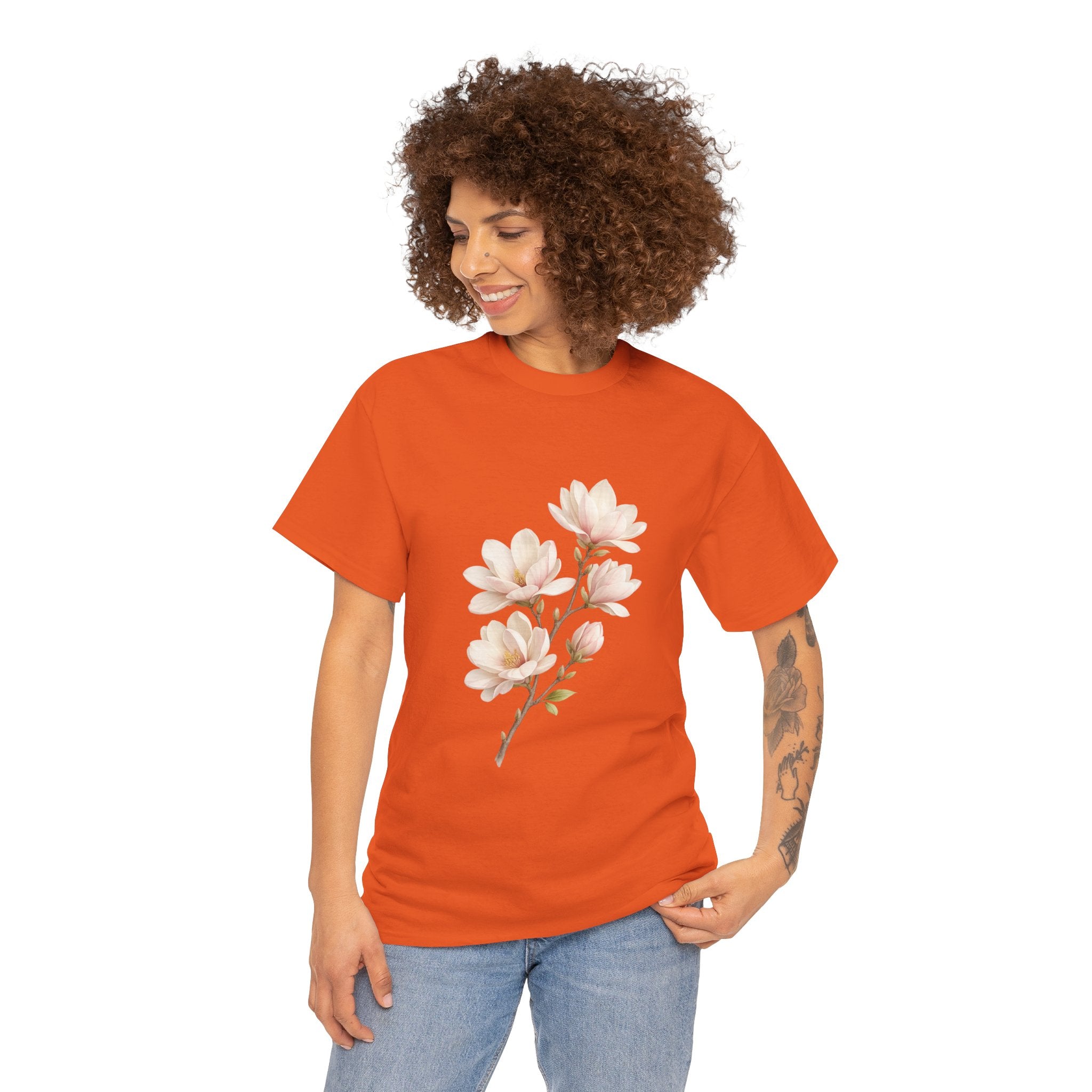 Magnolia Blossom Floral T Shirt – Vintage Botanical Flower Graphic Tee for Nature Lovers