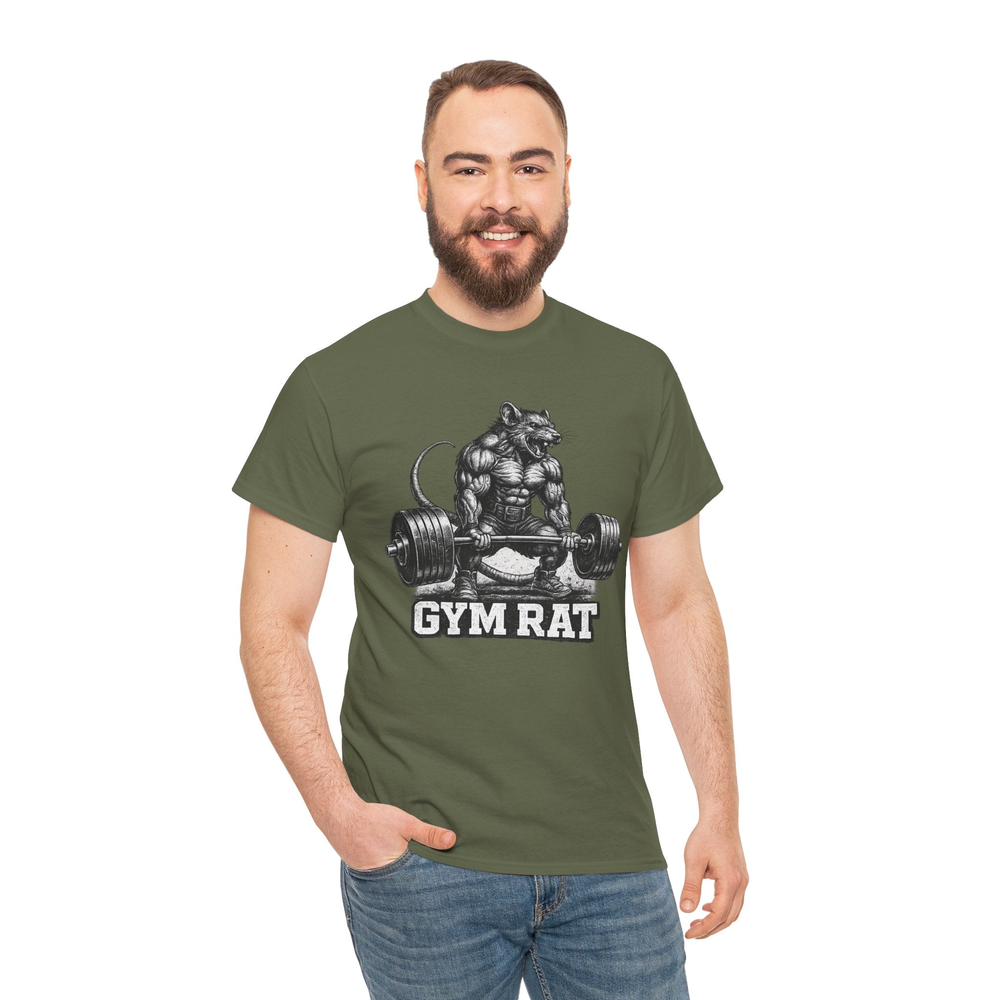 Gym Rat T-Shirt – Muscular Rat Deadlift Weightlifting Graphic Tee