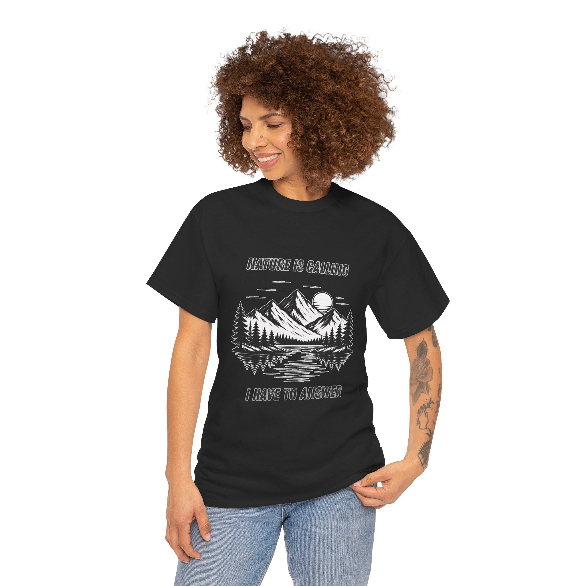 Nature Is Calling I Have To Answer T Shirt – Mountain Hiking Camping Adventure Graphic Tee