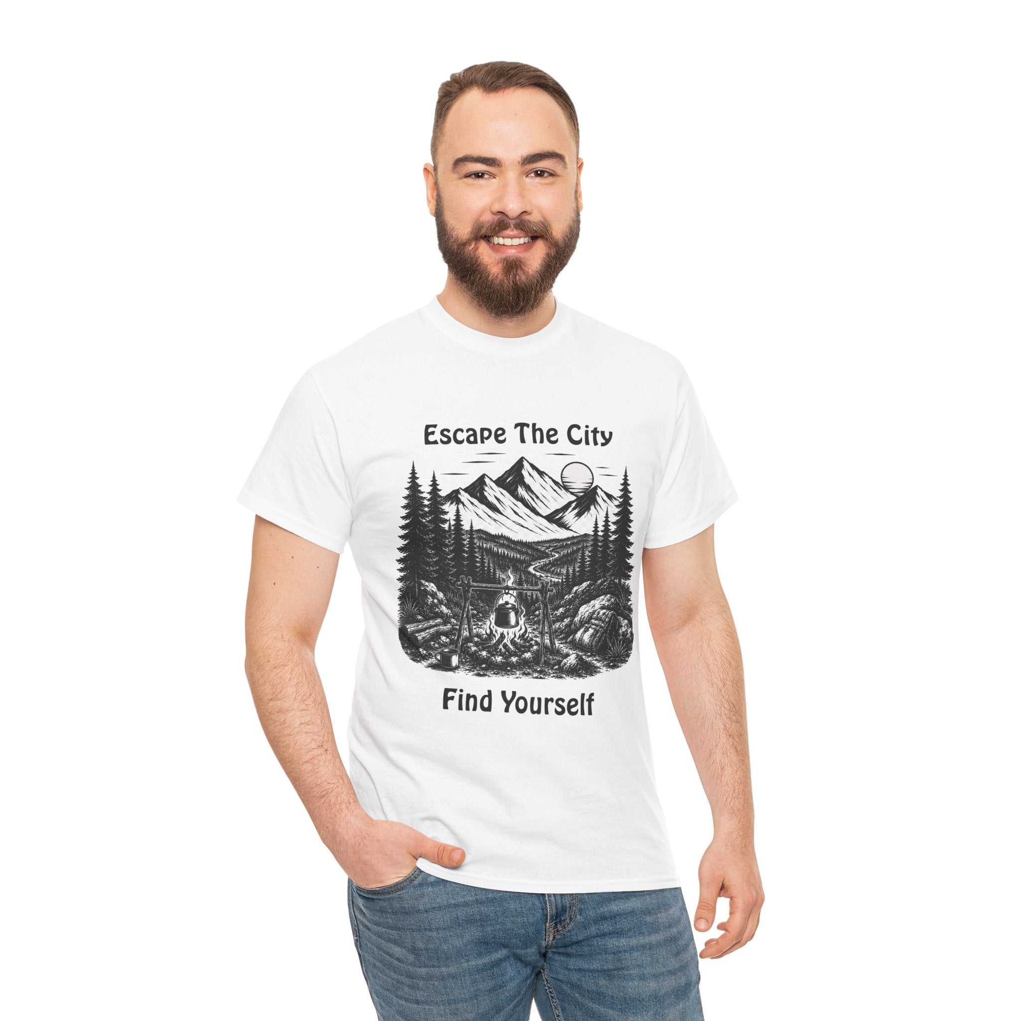 Escape The City Find Yourself T Shirt – Vintage Mountain Camping Hiking Adventure Tee