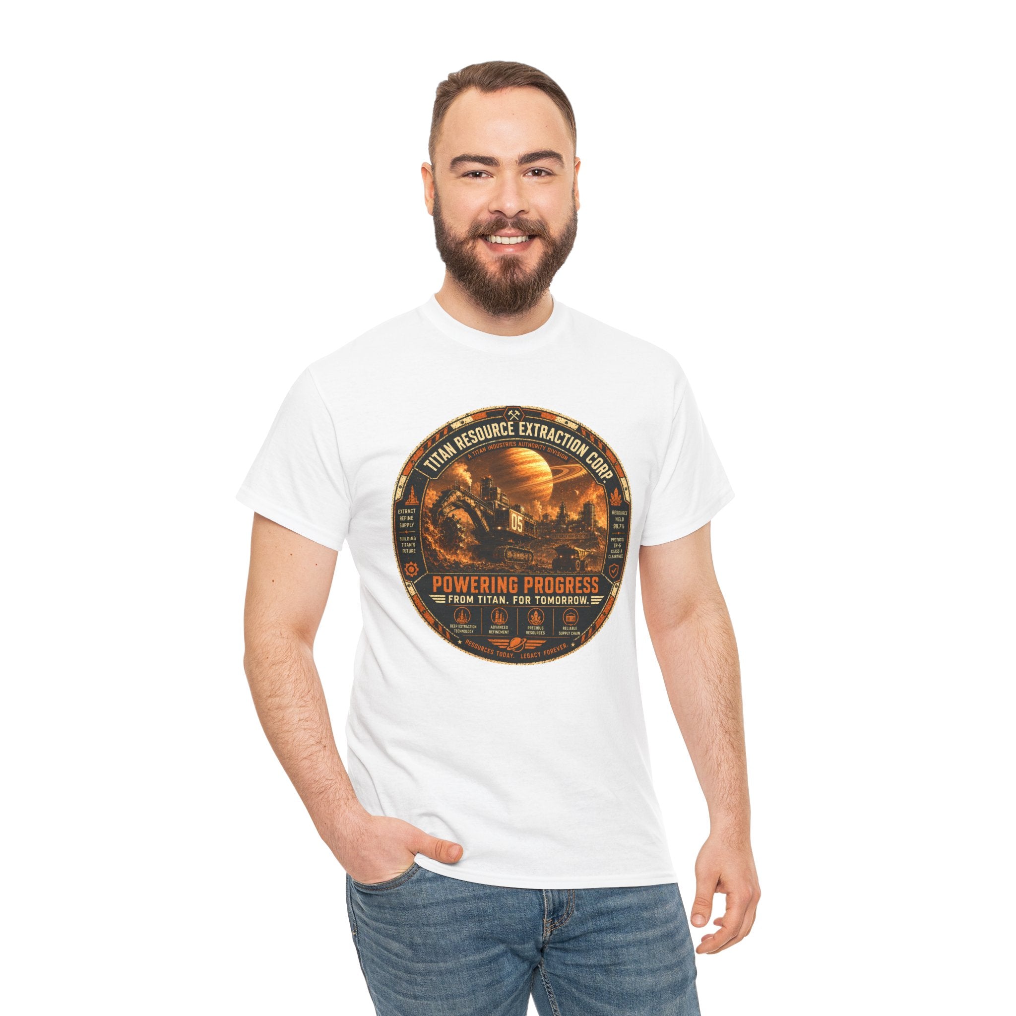 Titan Resource Extraction Corp T Shirt – Retro Sci Fi Space Mining Graphic Tee