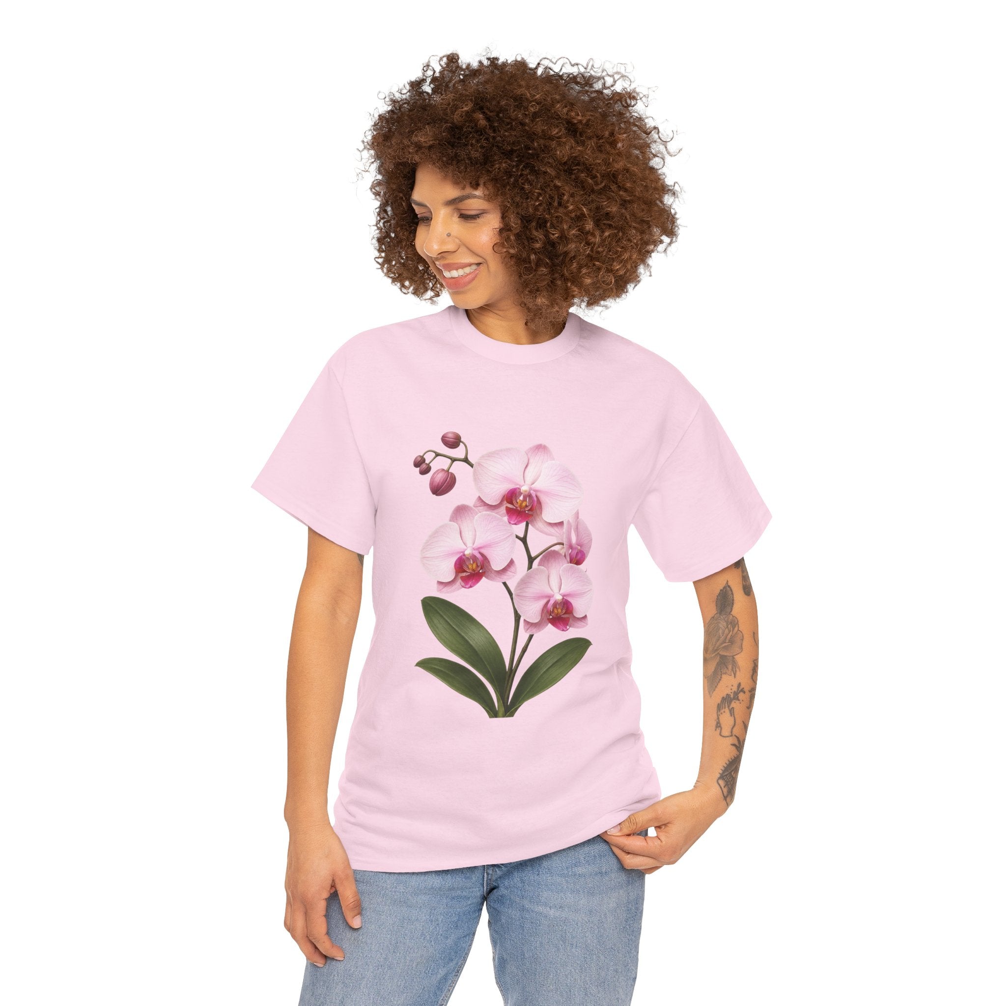 Pink Orchid Flower T Shirt – Elegant Botanical Floral Graphic Tee for Nature Lovers