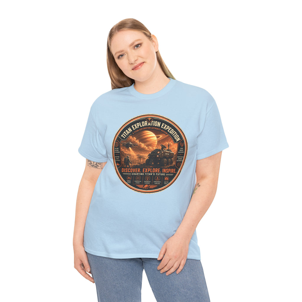 Titan Exploration Expedition T Shirt – Retro Sci Fi Space Adventure Graphic Tee