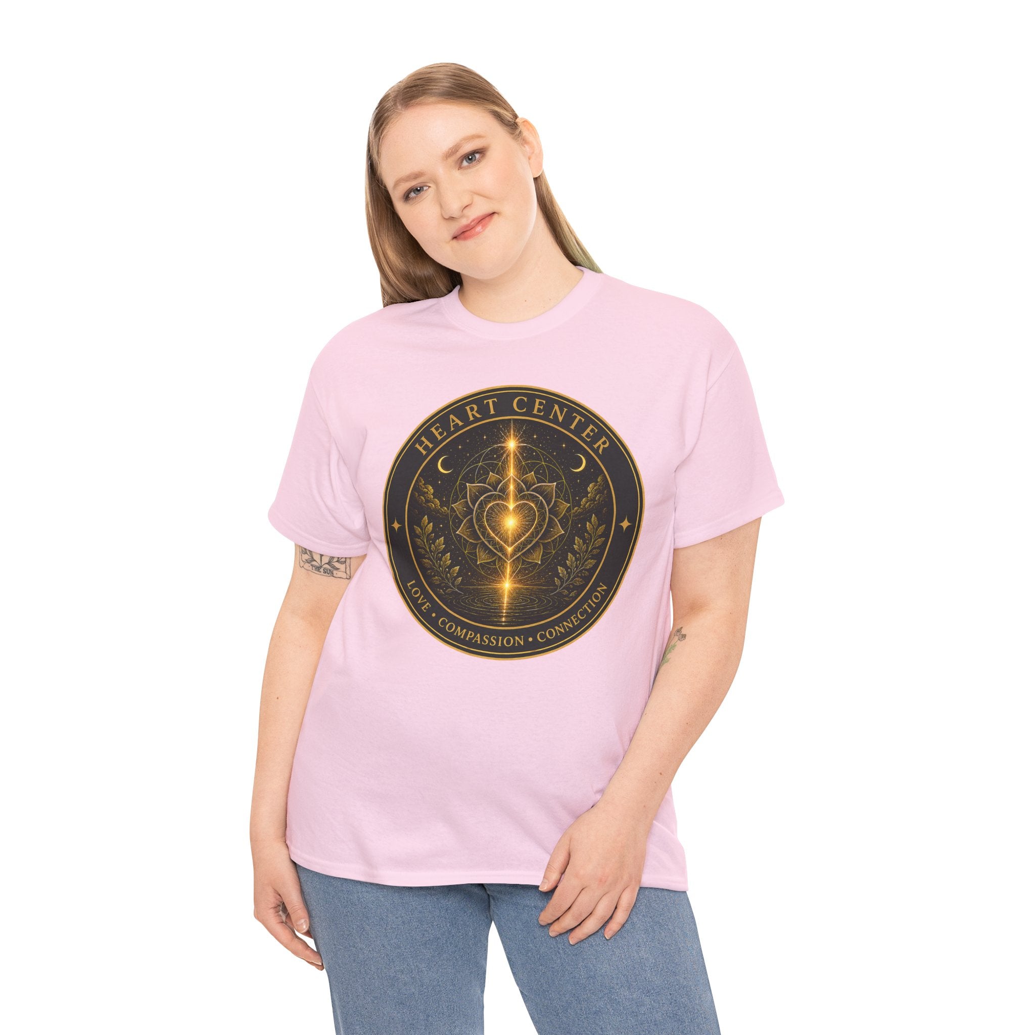 Heart Center Badge T-Shirt – Lotus Sacred Geometry Graphic Tee