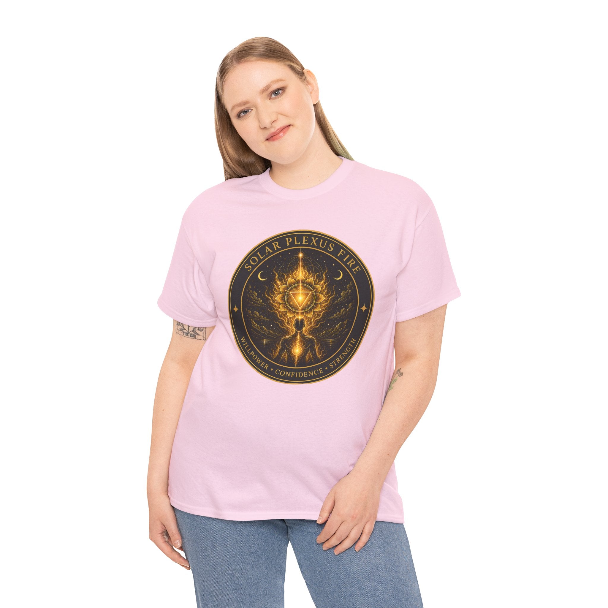 Solar Plexus Fire Badge T-Shirt – Chakra Energy Sacred Geometry Graphic Tee