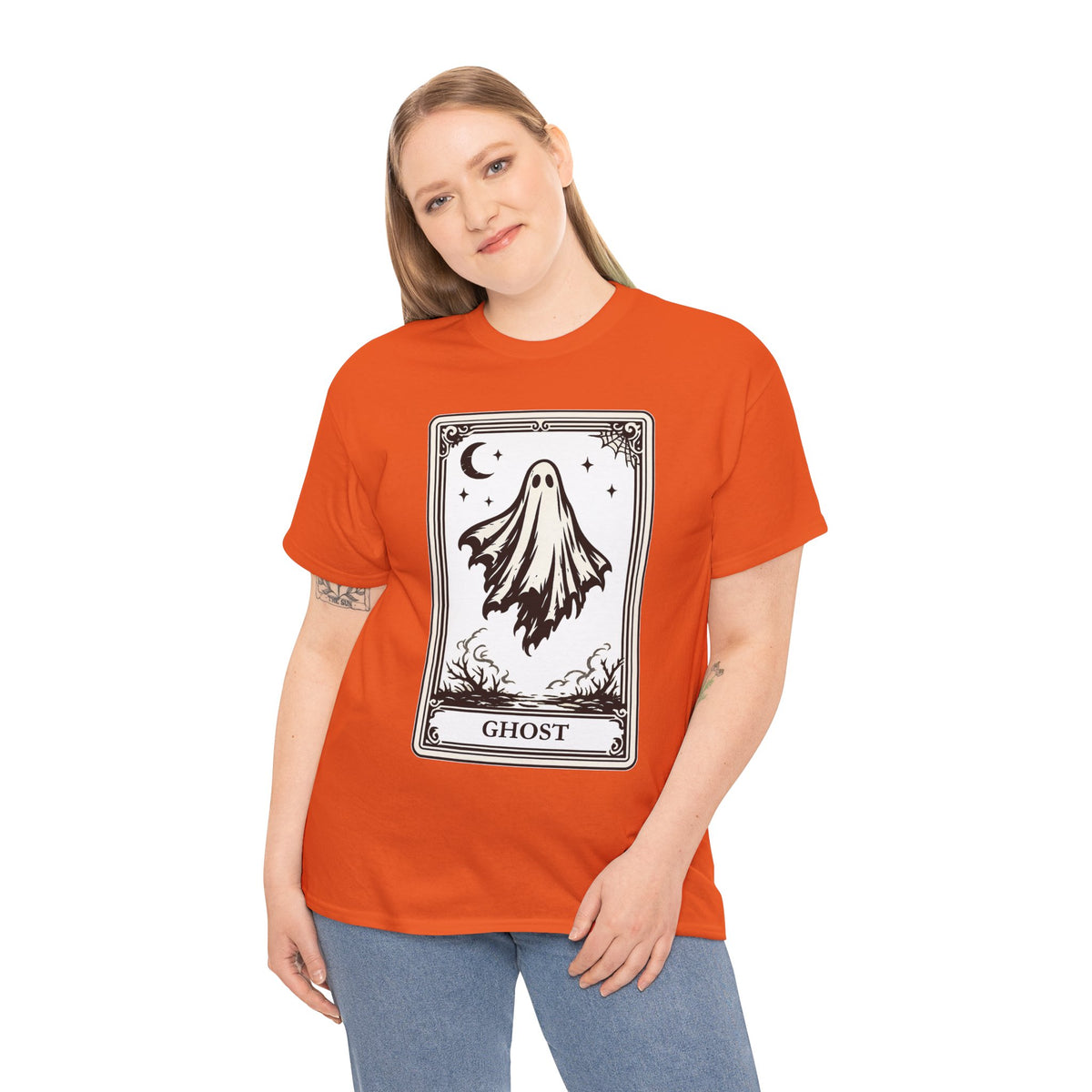 Ghost Tarot Card Halloween Graphic T-Shirt | WildOrbit