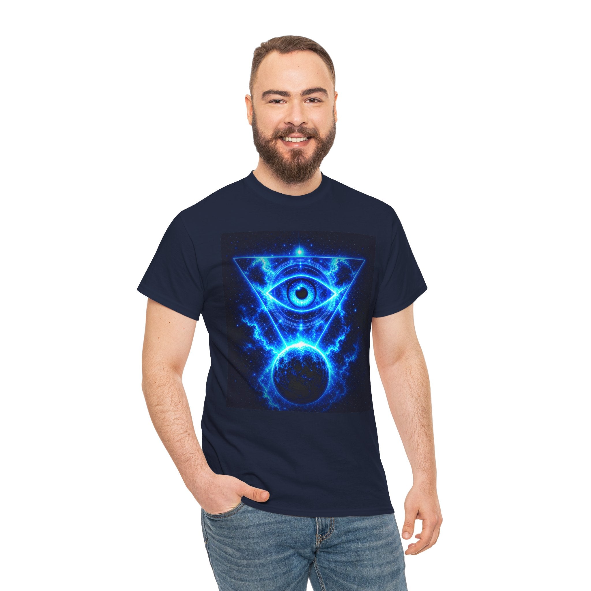 Sci Fi Cosmic Third Eye T Shirt – Electric Blue Occult Graphic Tee