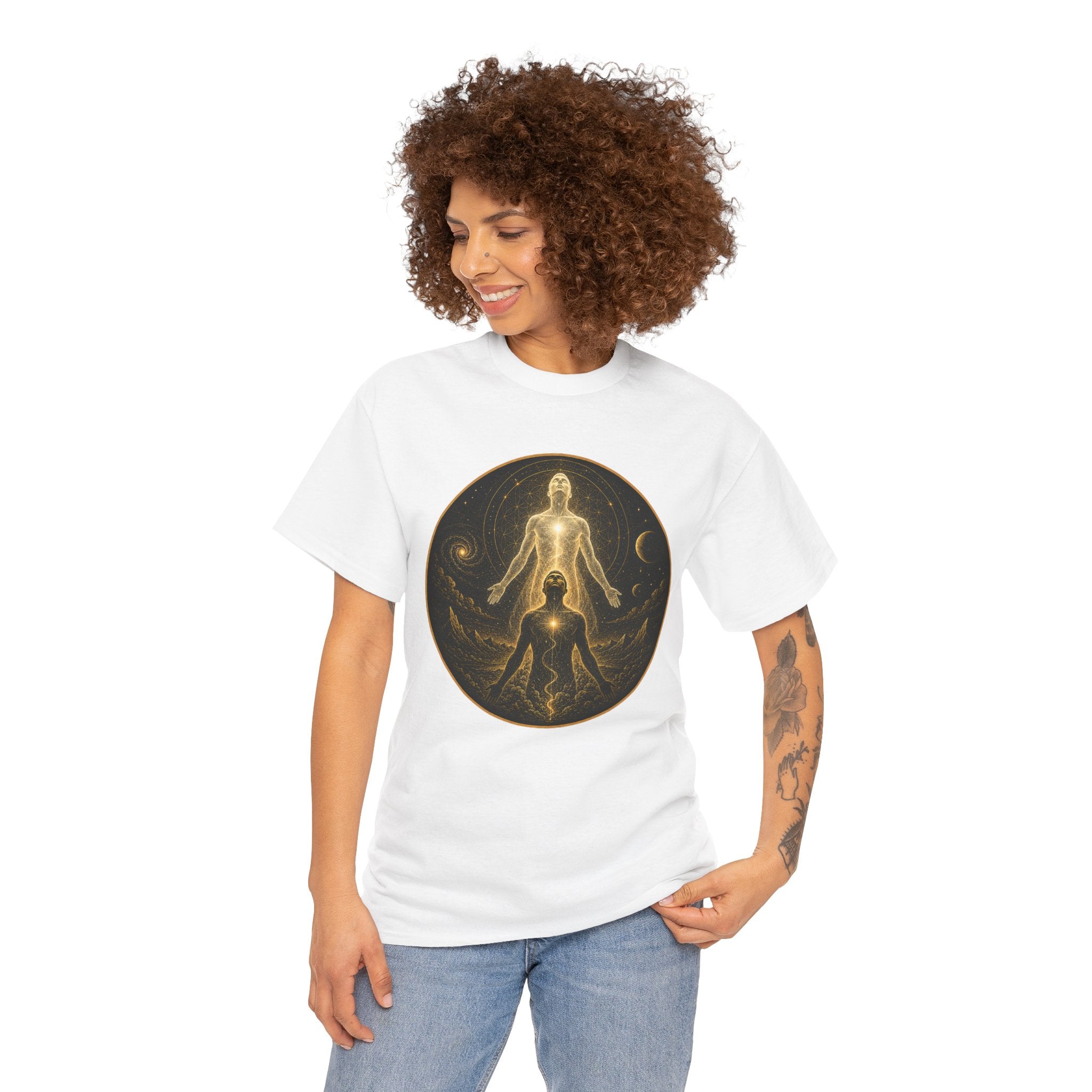Higher Self Illustrated T-Shirt – Spiritual Ascension Sacred Geometry Graphic Tee