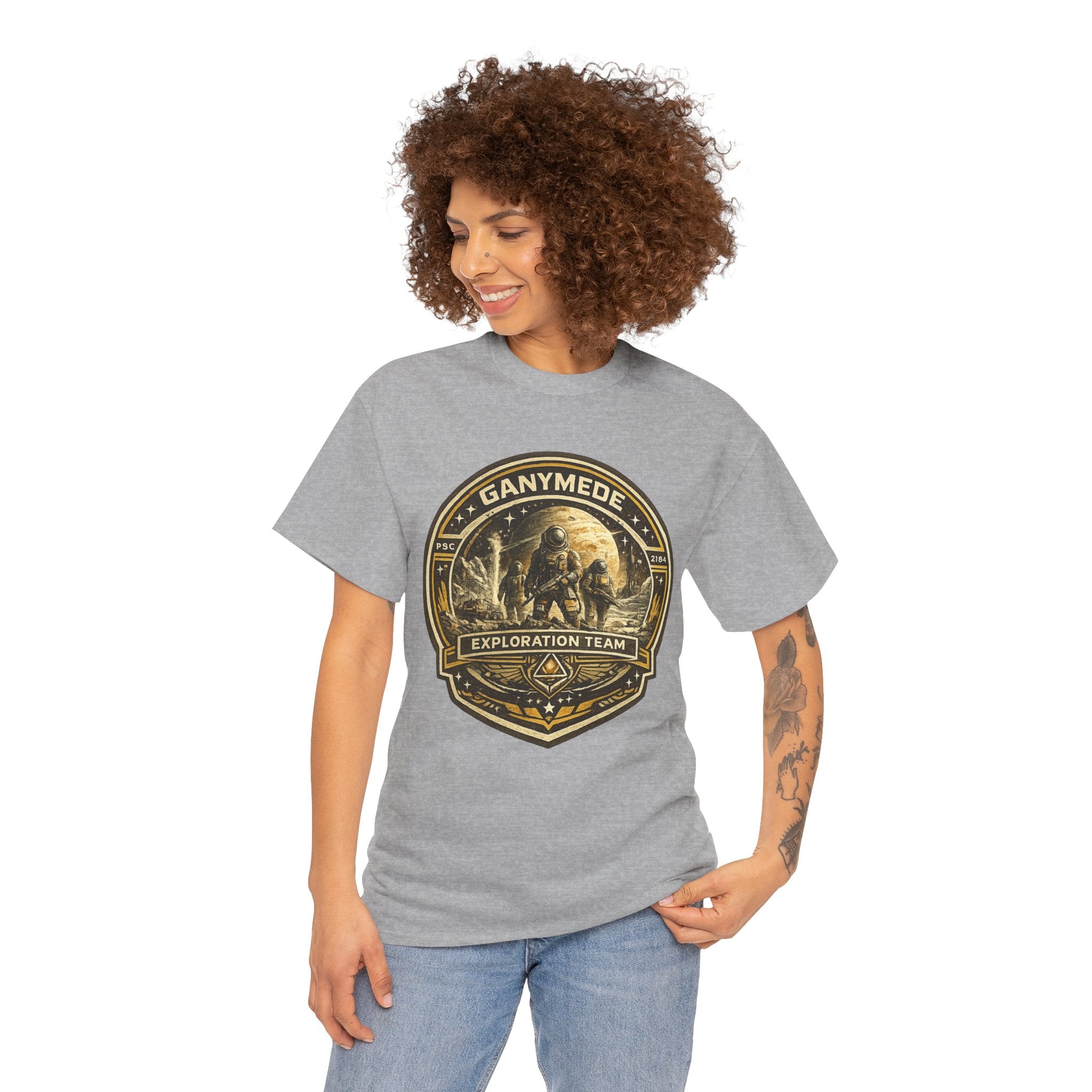 Ganymede Exploration Team T Shirt – Retro Sci Fi Space Mission Graphic Tee