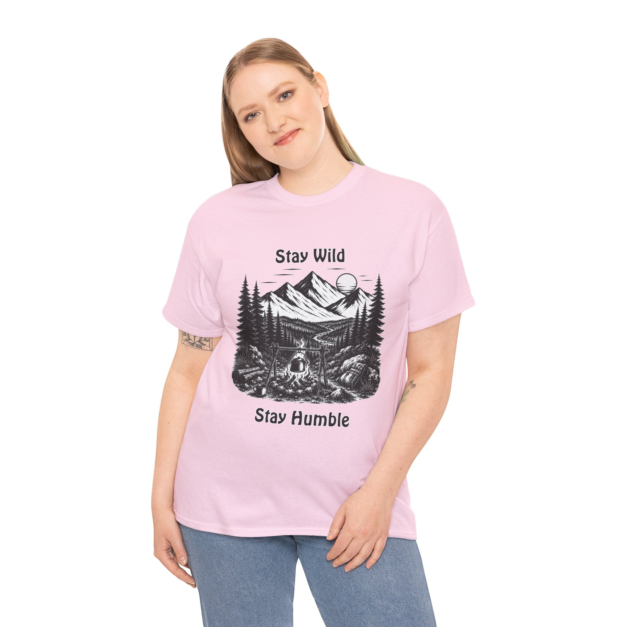 Stay Wild Stay Humble Hiking T Shirt – Vintage Mountain Camping Adventure Tee