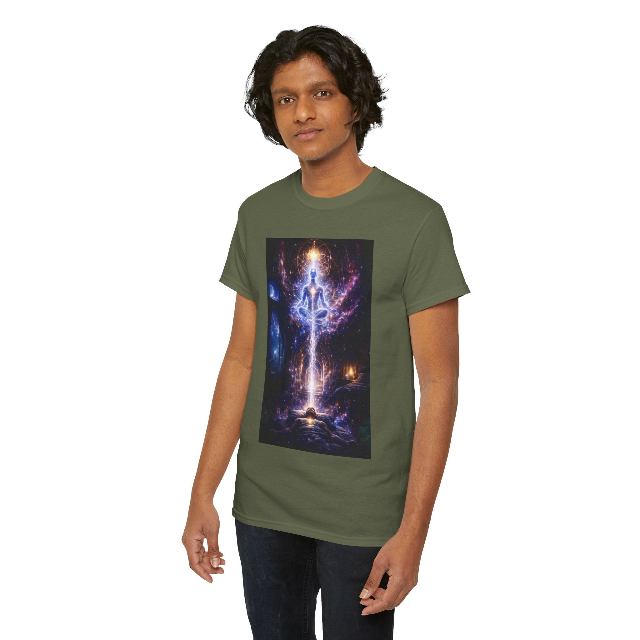 The Observer Spiritual Ascension T Shirt – Cosmic Meditation & Aura Art Graphic Tee