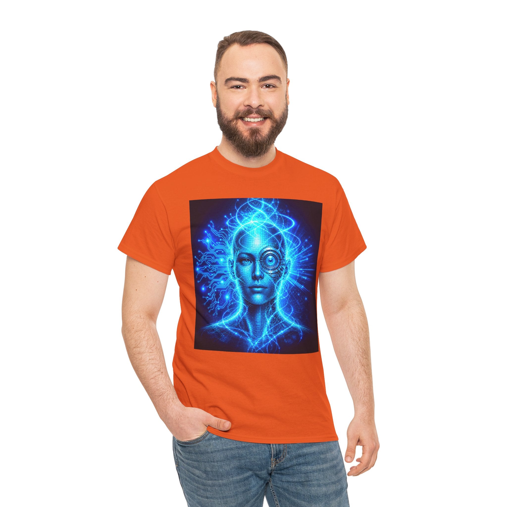 Sci Fi Cyborg Eye T Shirt – Futuristic Blue AI Cosmic Mind Graphic Tee