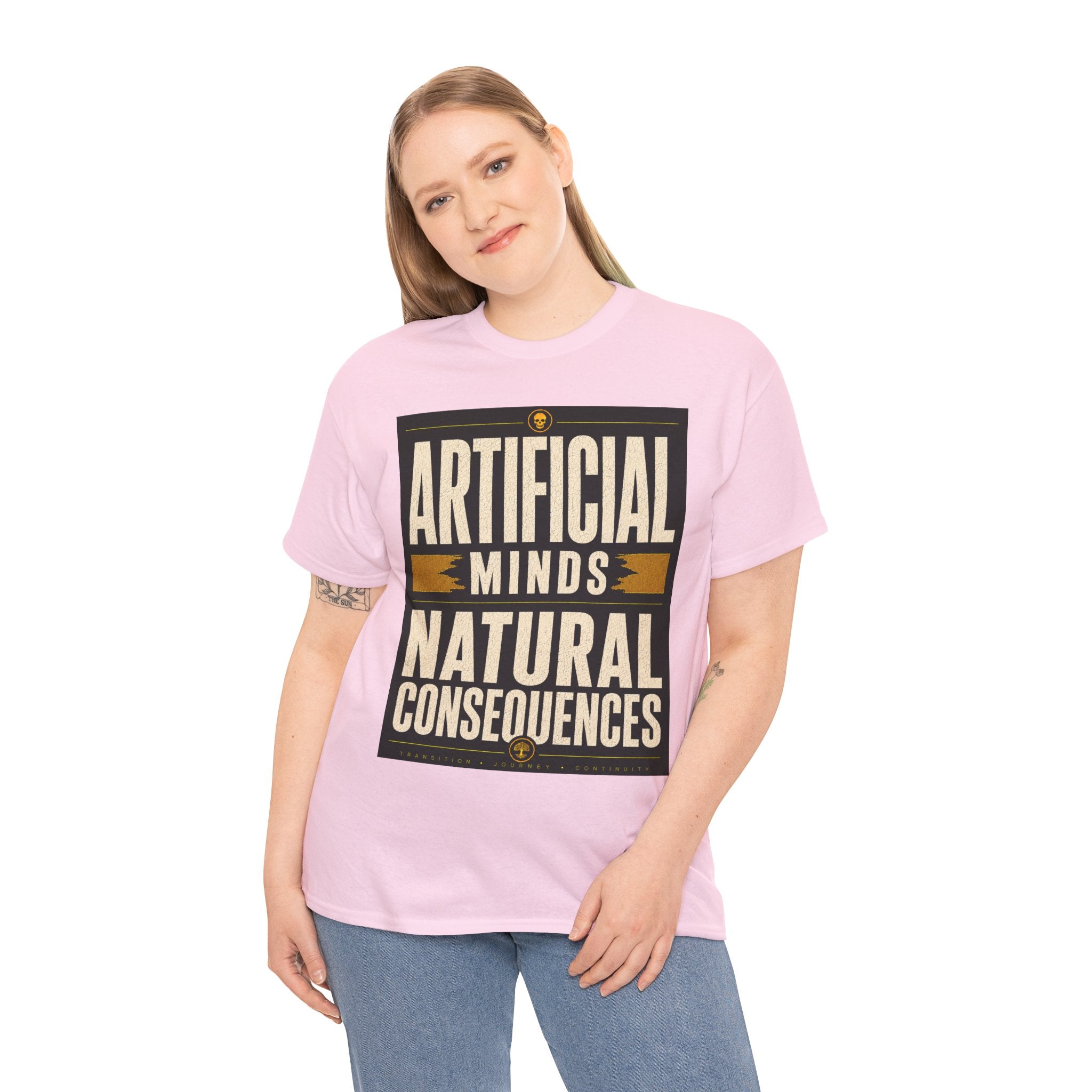 Artificial Minds Natural Consequences T Shirt – Retro Anti AI Philosophy Graphic Tee
